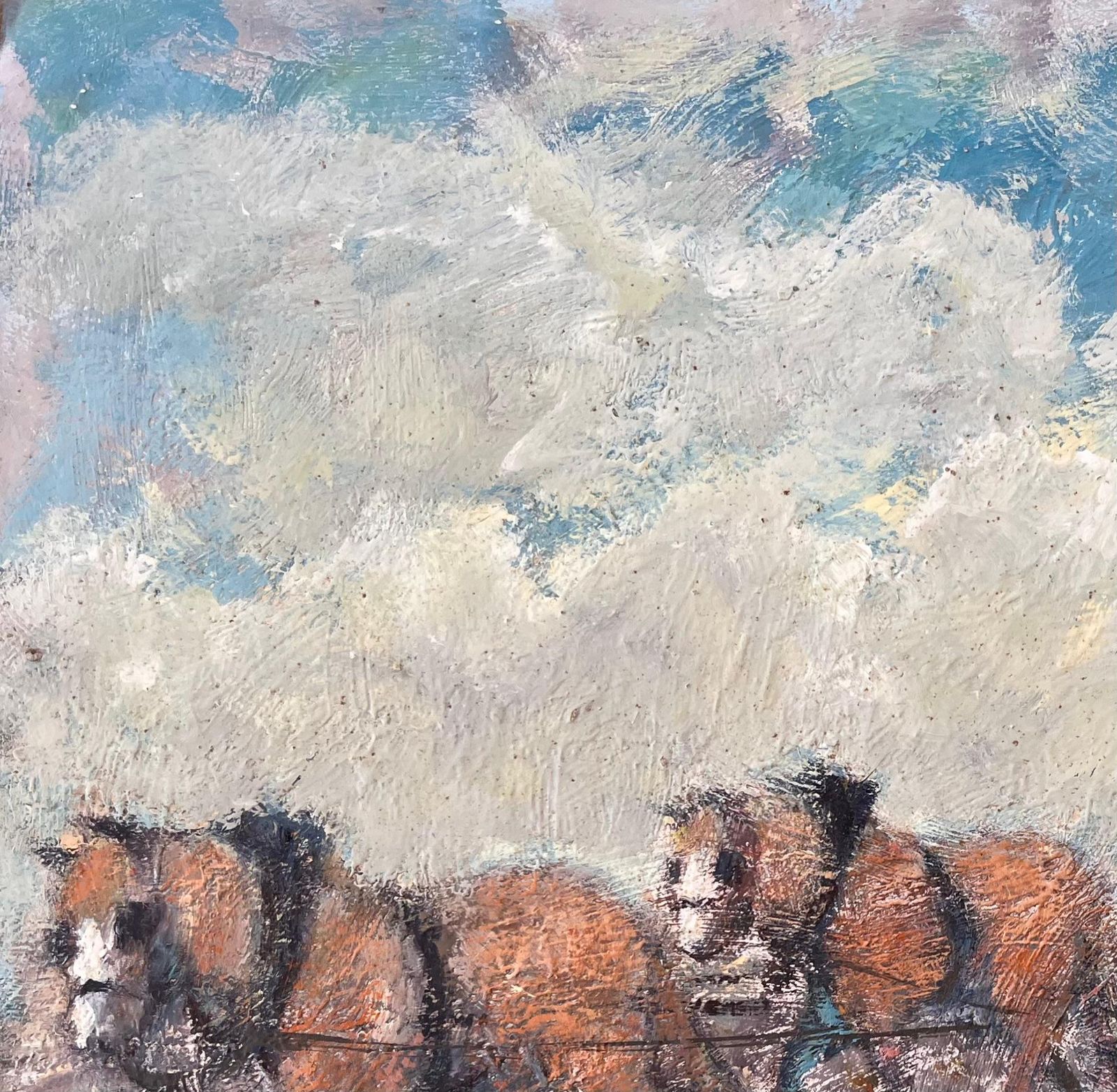 Fanch Lelimpressionist Horse Ploughing Scene With Farmer And Cloudy Sky Landscape photo vinterior