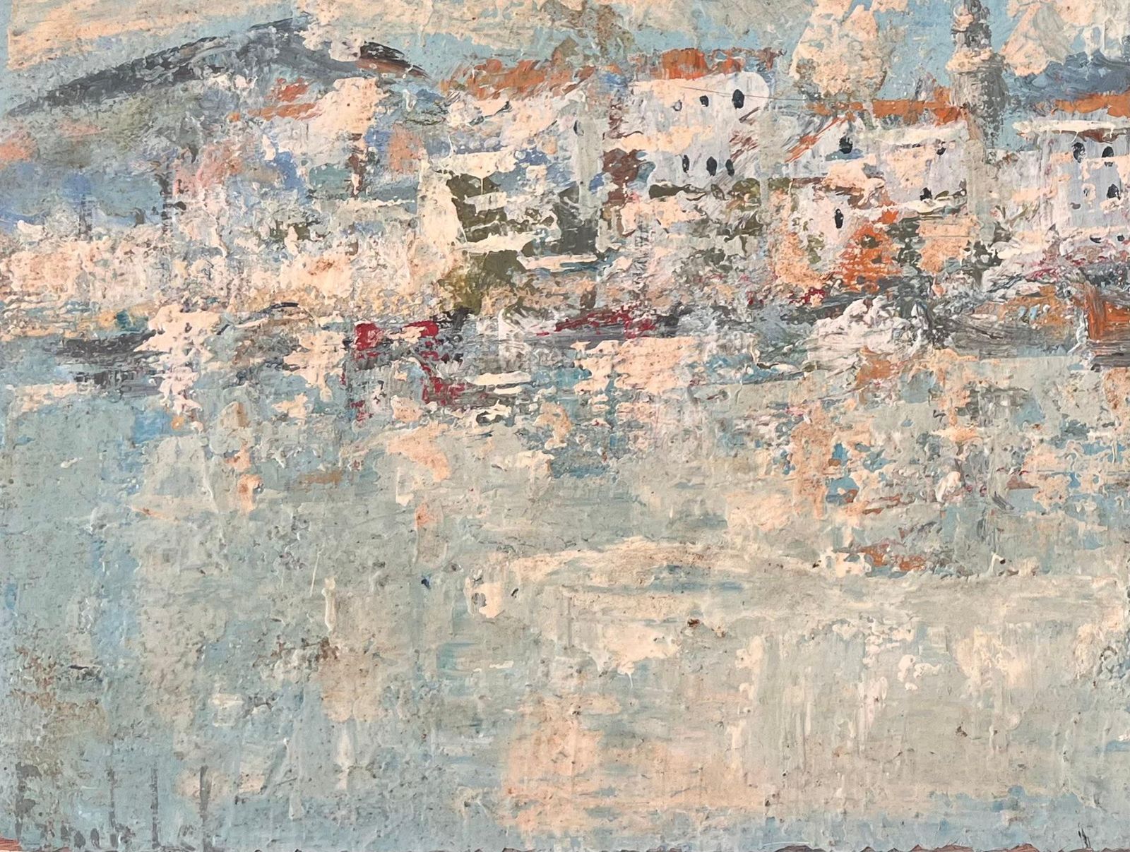 Fanch Lelimpressionist Harbour Scene Of Whitewashed Buildings And Boats With Blue Sky photo 731.0