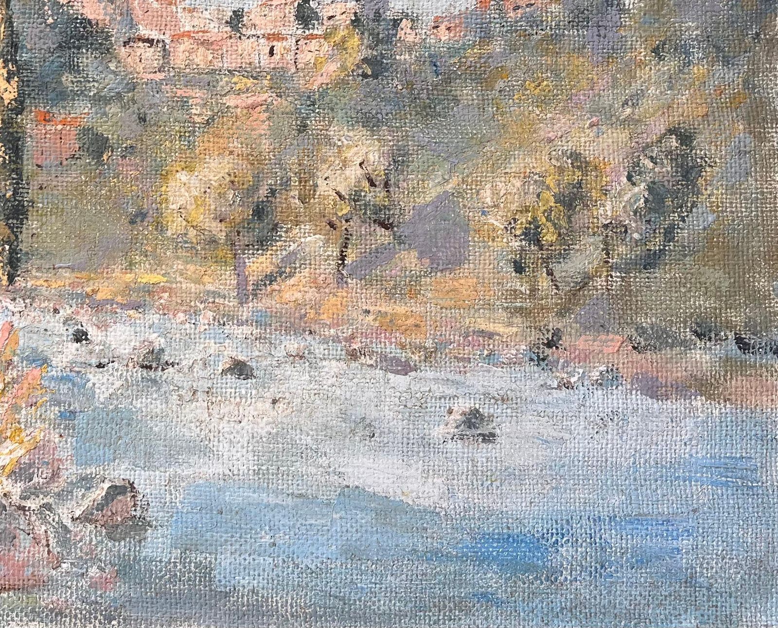 Fanch Lelimpressionist Mountain Village Landscape With River Cypress Trees And Wildflower photo Art