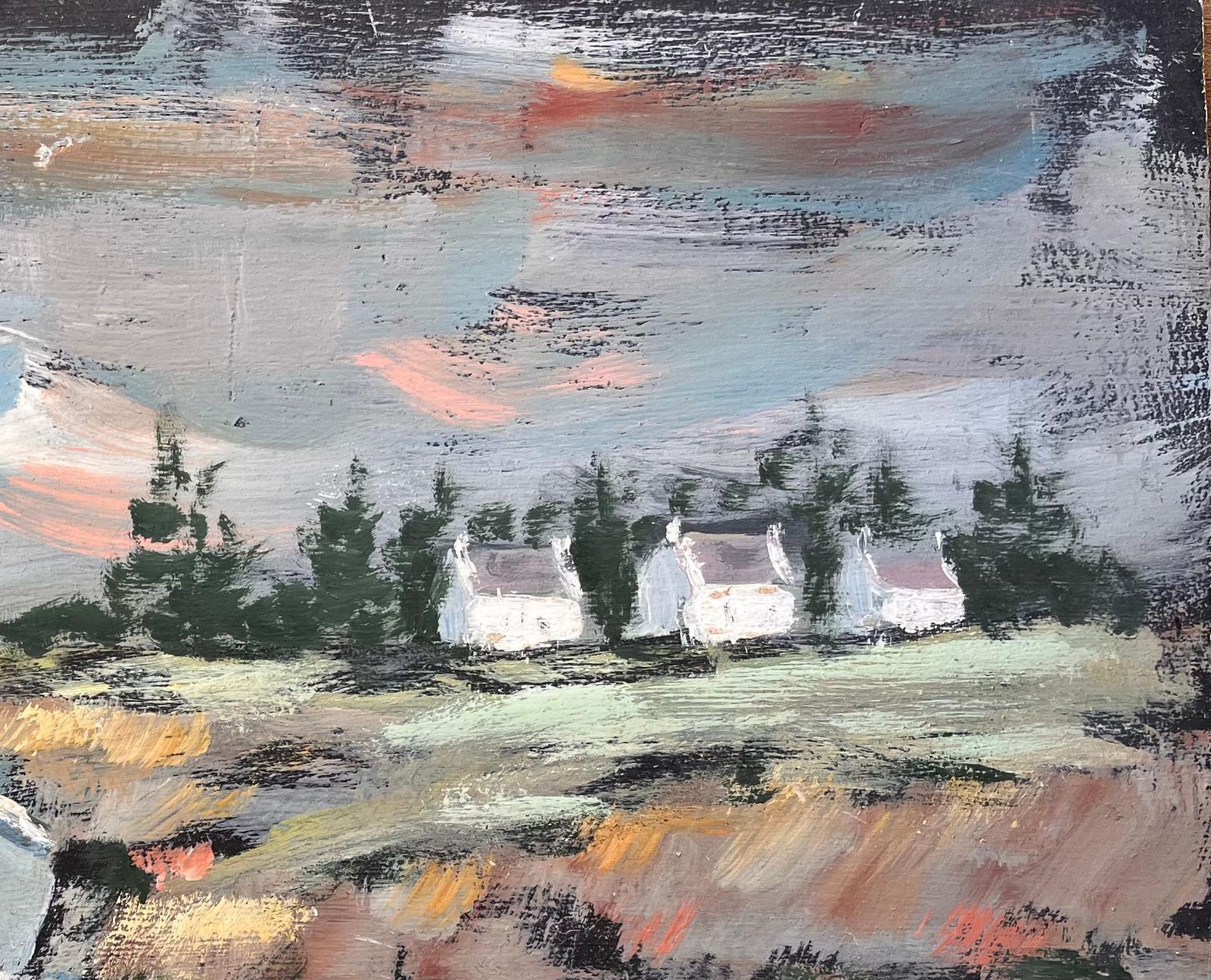 Fanch Lelimpressionist Coastal Landscape With Blue Fishing Boat And White Cottages photo Art