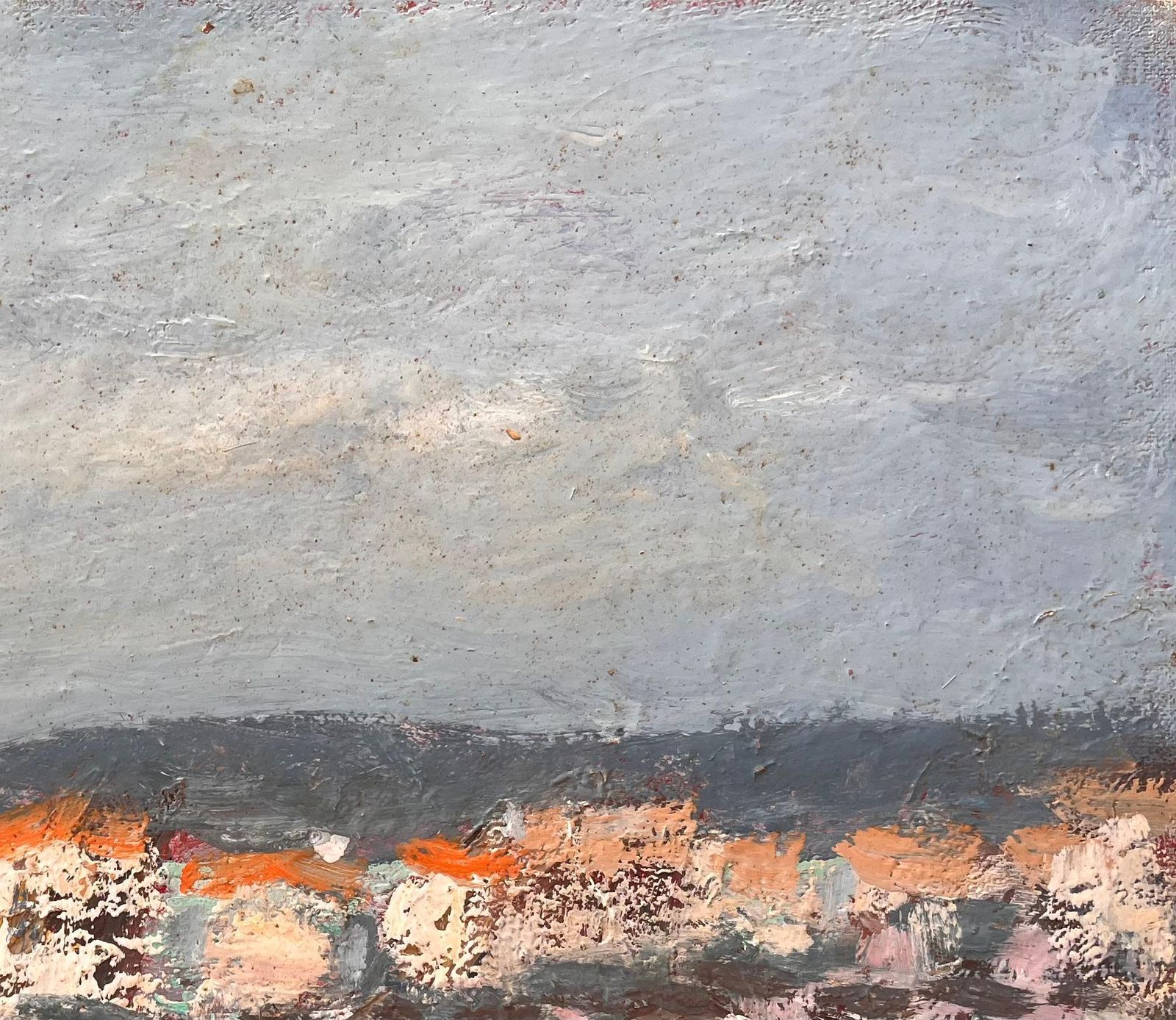 Fanch Lelfrench Coastal Oil Painting Of Seaside Village With Red Roofs Reflected In Water photo vinterior
