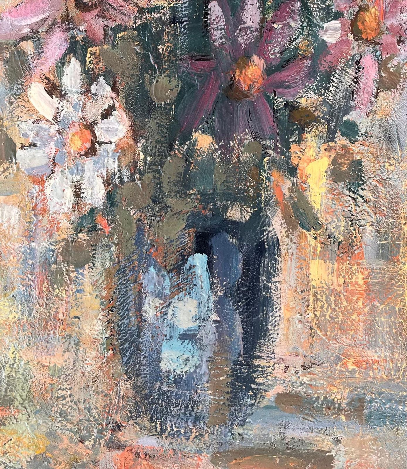 Fanch Lelimpressionist Still Life Oil Painting Of Wildflowers In Vase With Pastel Colours photo buy