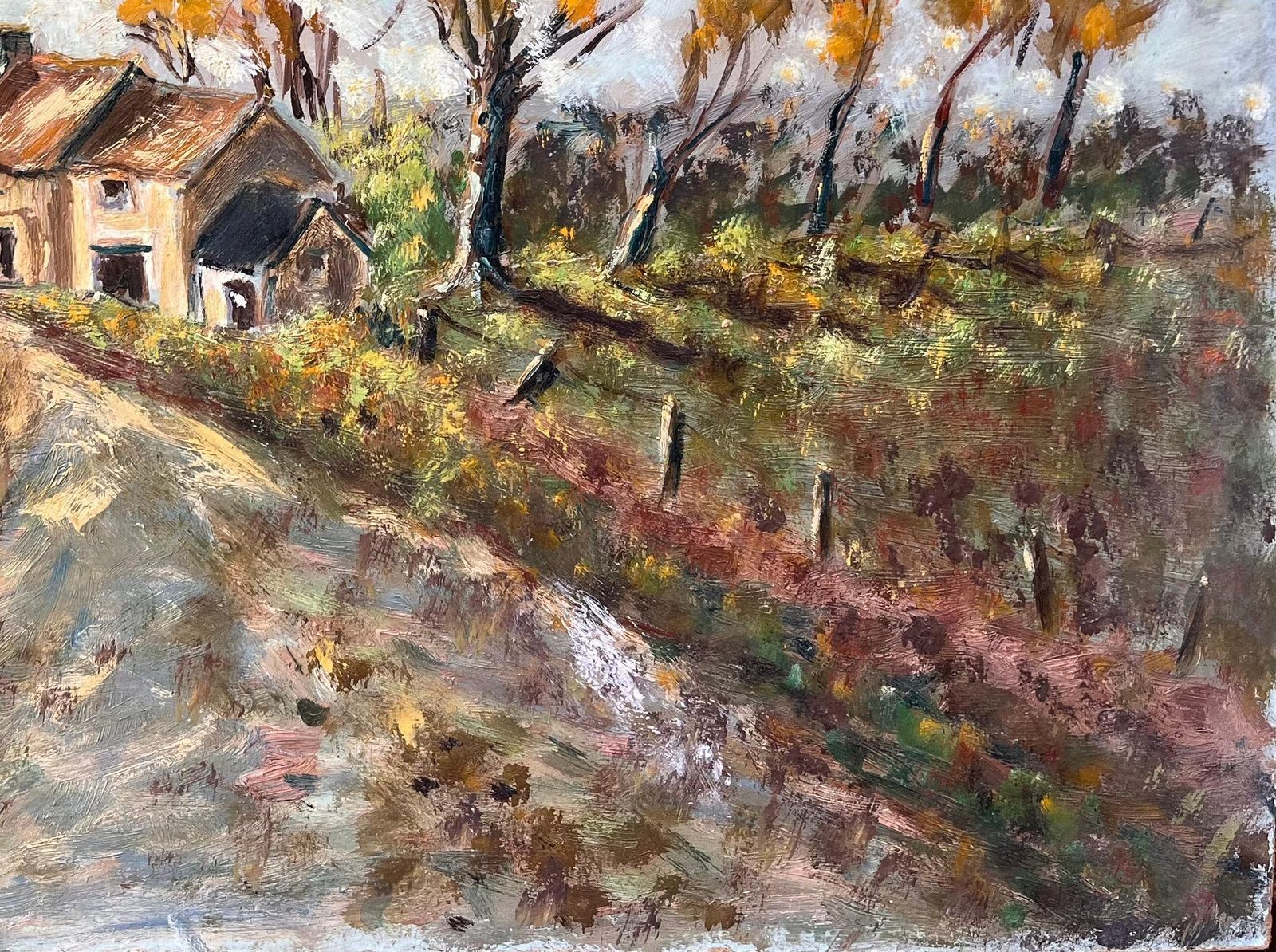 Fanch Lelfrench Autumn Landscape With Country Cottages And Tree Lined Path photo vinterior