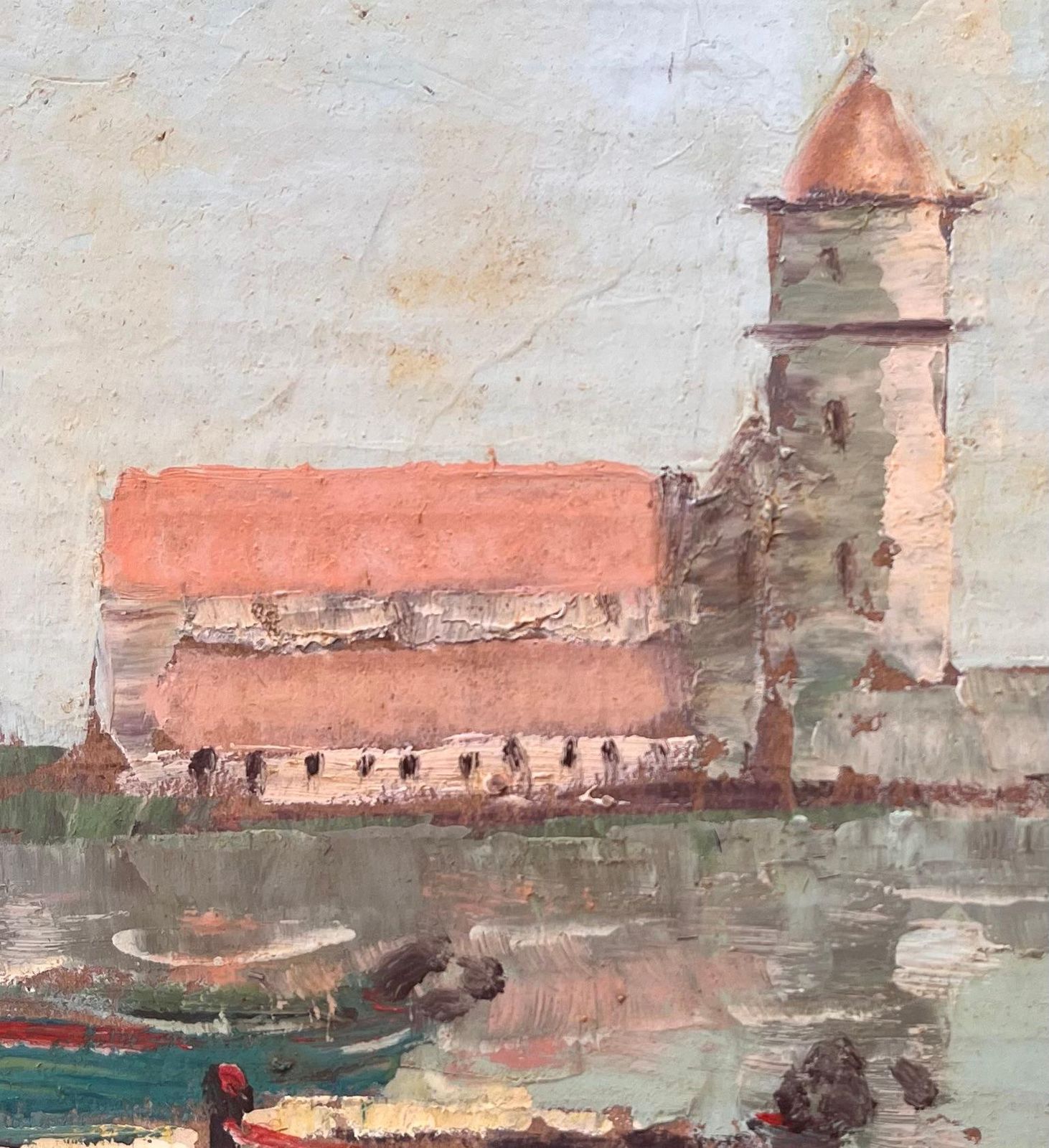 Fanch Lelimpressionist French Coastal Village With Bell Tower Boats And Buildings photo buy