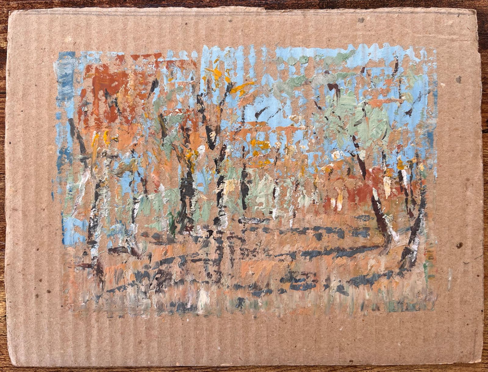 Fanch Lelfrench Impressionist Forest Landscape With Autumn Trees On Cardboard photo furniture
