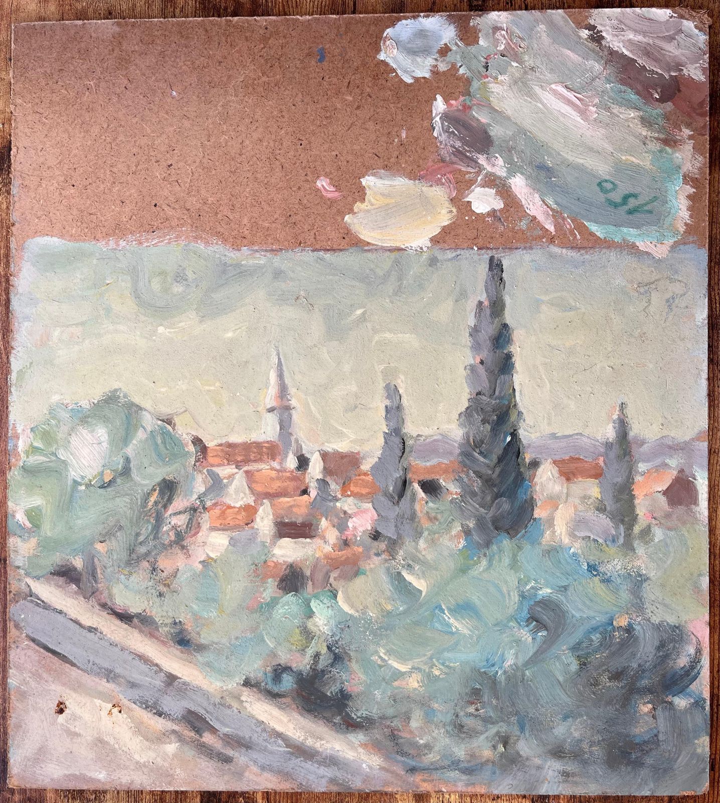 Fanch Lelimpressionist Village Landscape With Cypress Trees And Mountain Horizon View photo furniture
