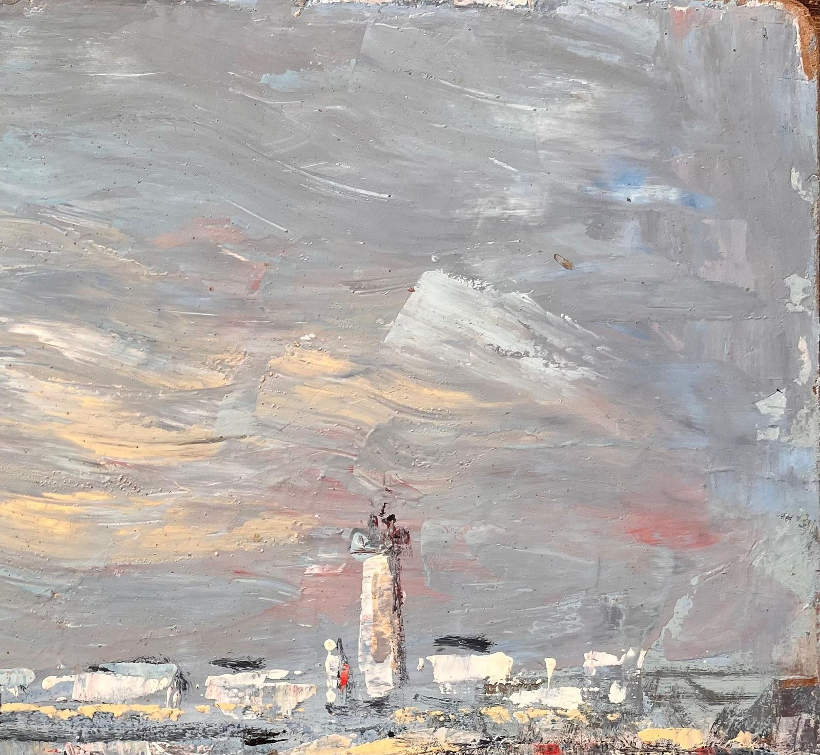 Fanch Lelfrench Harbour Oil Painting Of Boats Lighthouse And Rocky Shoreline At Low Tide1986 photo Art