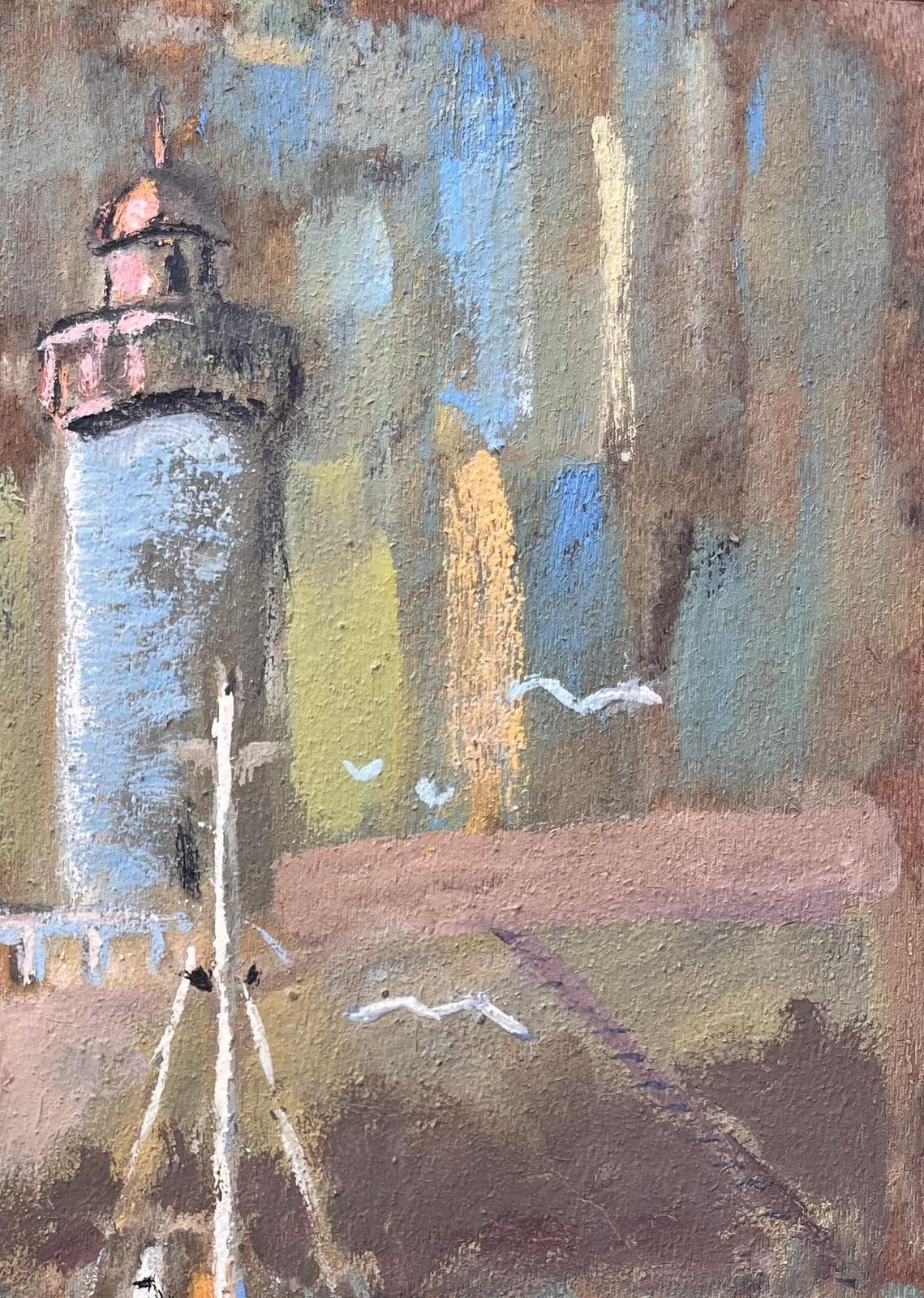 Fanch Lelfrench Impressionist Harbour Scene With Lighthouse And Boats In Erquy photo for sale