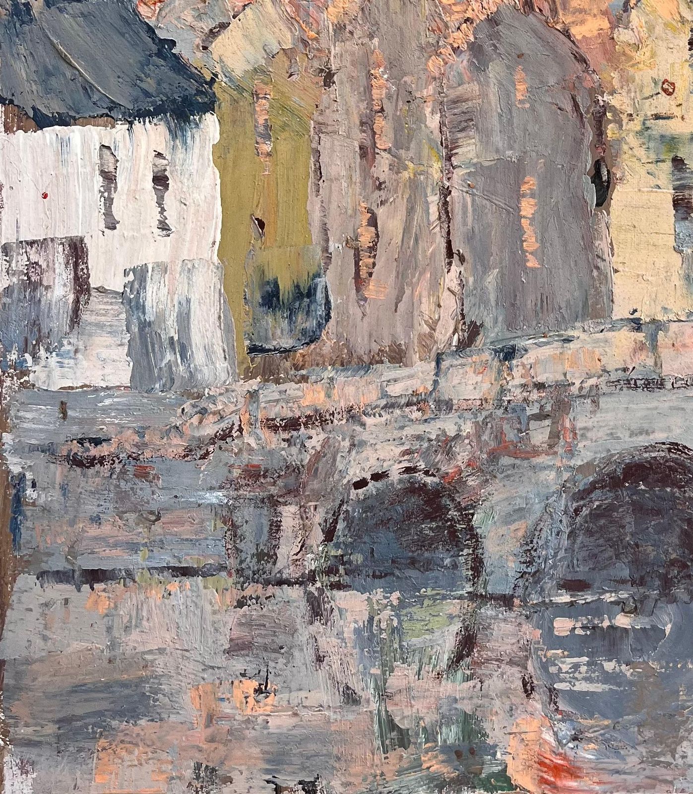 Fanch Lelfrench Impressionist Cathedral And Bridge Scene With Soft Pastel Palette photo Art
