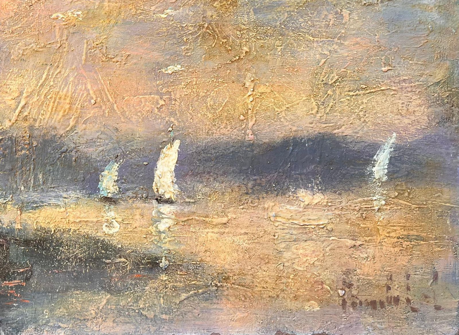 Fanch Lelfrench Impressionist Harbour Scene With Sailboats At Sunset photo Art