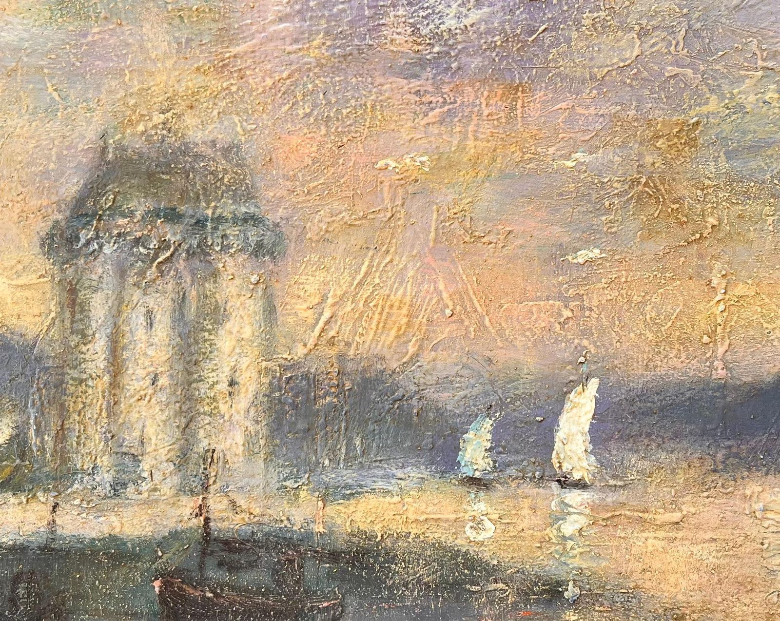 Fanch Lelfrench Impressionist Harbour Scene With Sailboats At Sunset photo buy