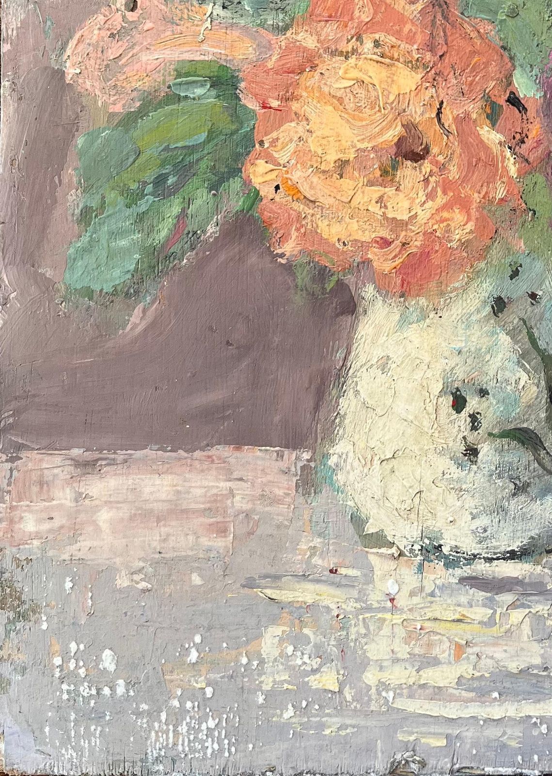 Fanch Lelroses De Mon Jardin Floral Still Life Of Pink And Orange Roses In Vase2000 photo Art