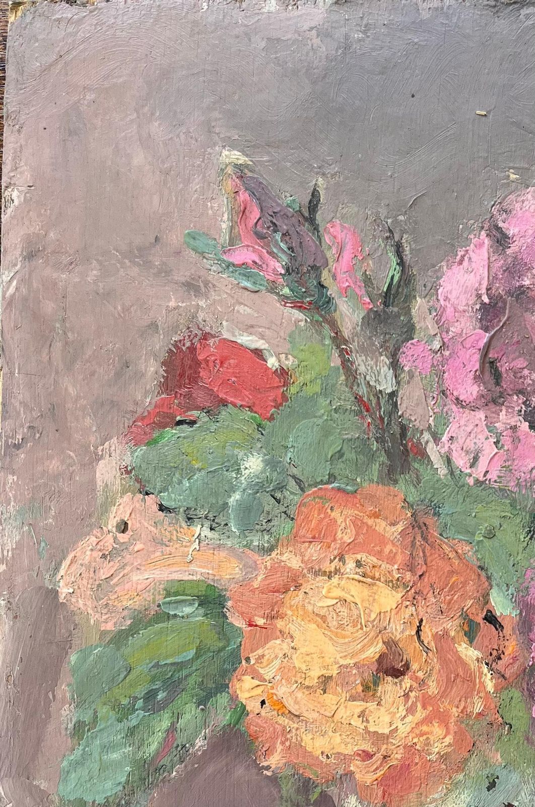 Fanch Lelroses De Mon Jardin Floral Still Life Of Pink And Orange Roses In Vase2000 photo 724.0