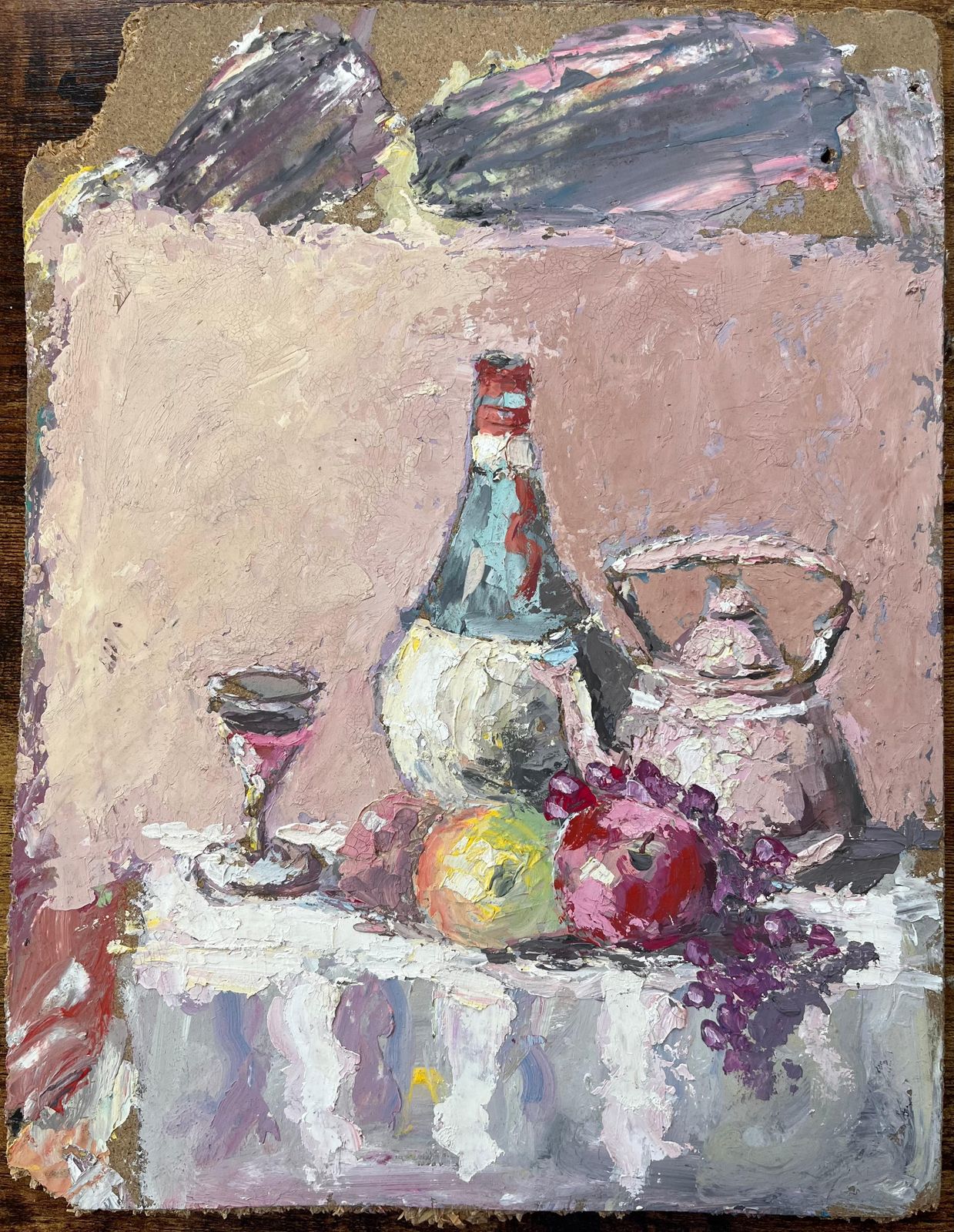 Fanch Lelimpasto Still Life With Chianti Bottle Wine Glass Pewter Jug And Fruit On Linen photo furniture