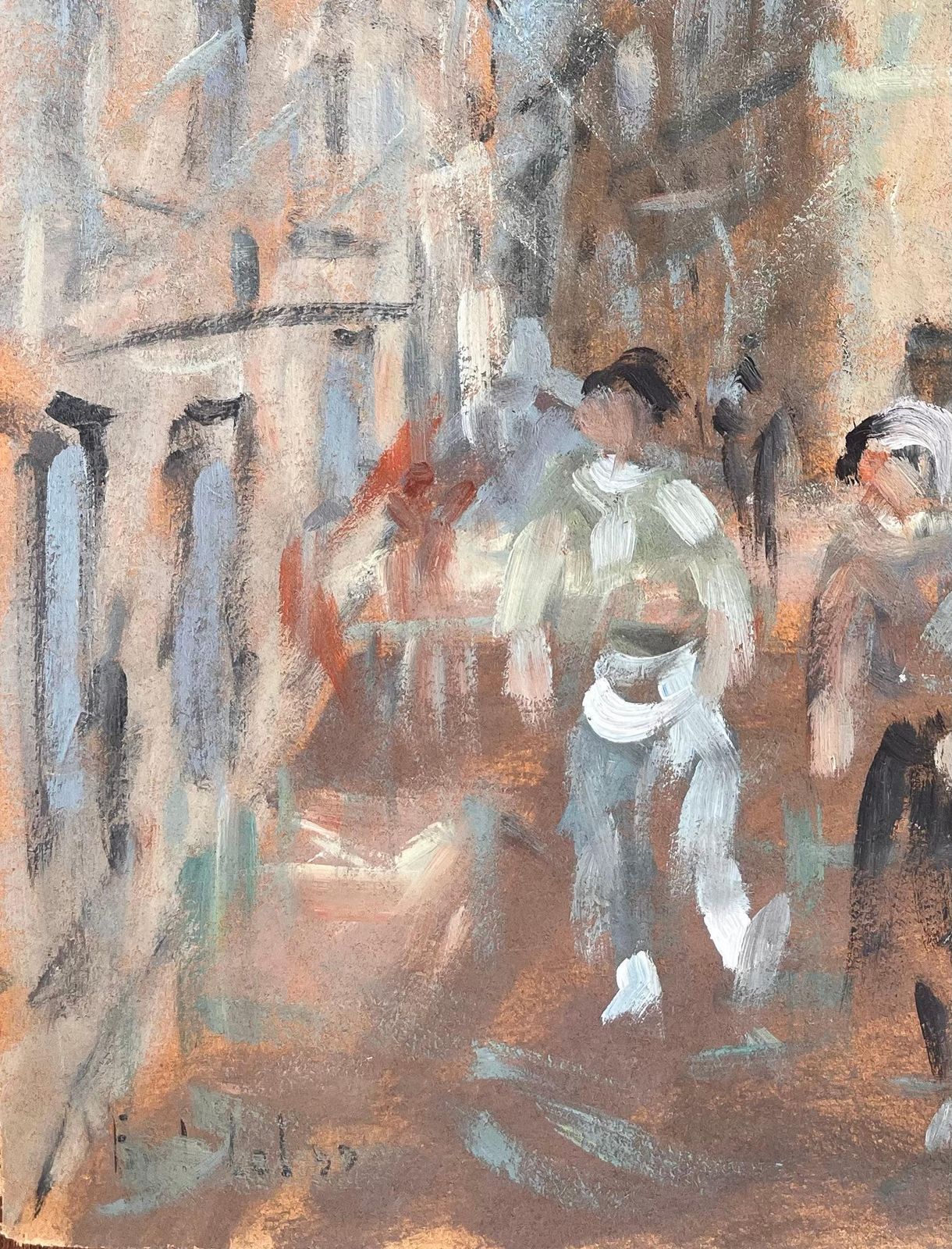 Fanch Lelimpressionist Street Scene With Figures In Motion In A Historic European Town1998 photo Art