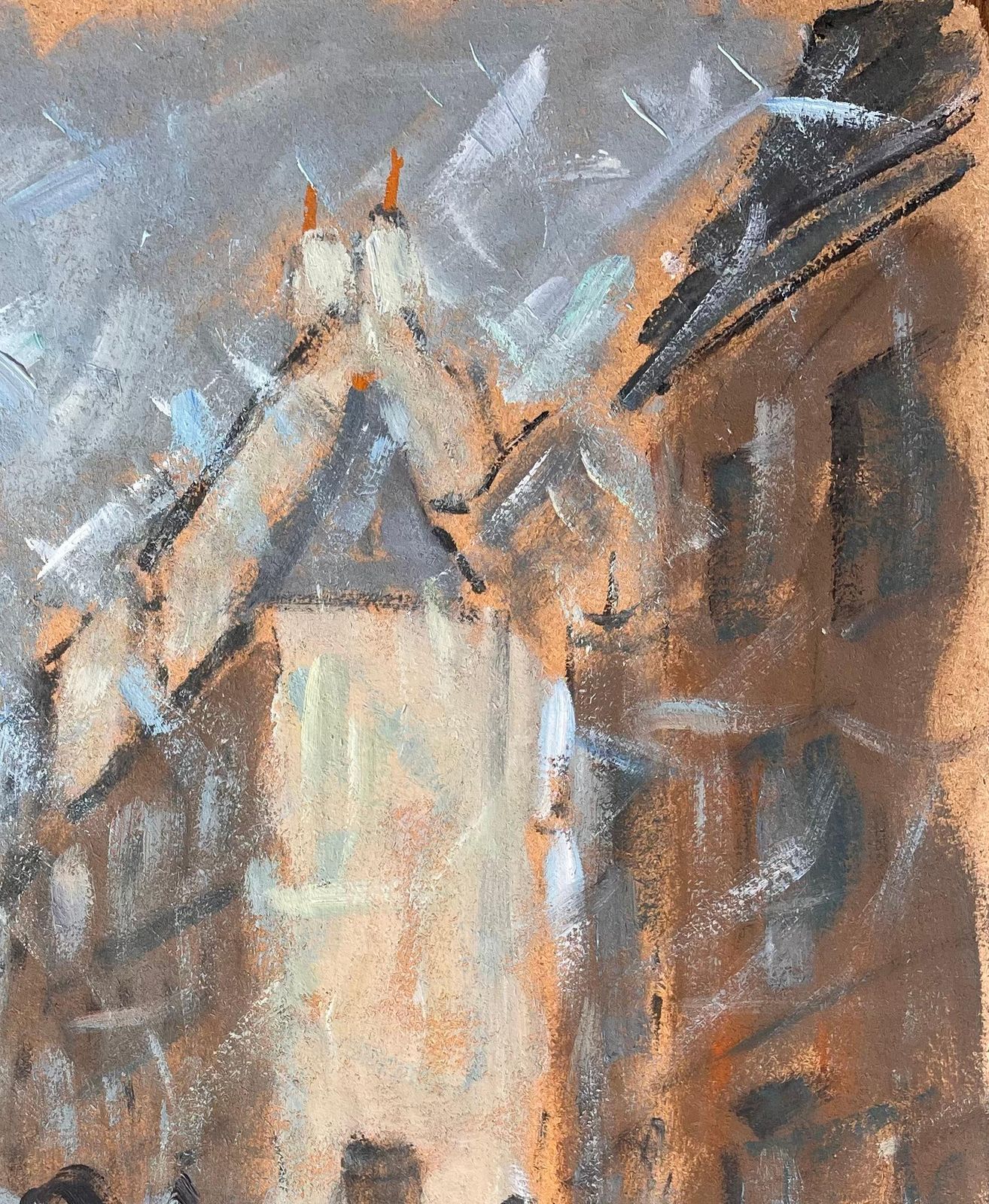Fanch Lelimpressionist Street Scene With Figures In Motion In A Historic European Town1998 photo vinterior