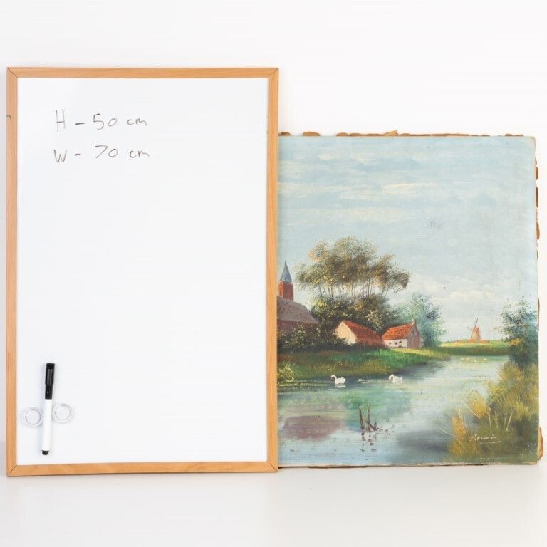 Belgian Country Landscape Oil Painting On Canvas Early 20th Century photo 145.0