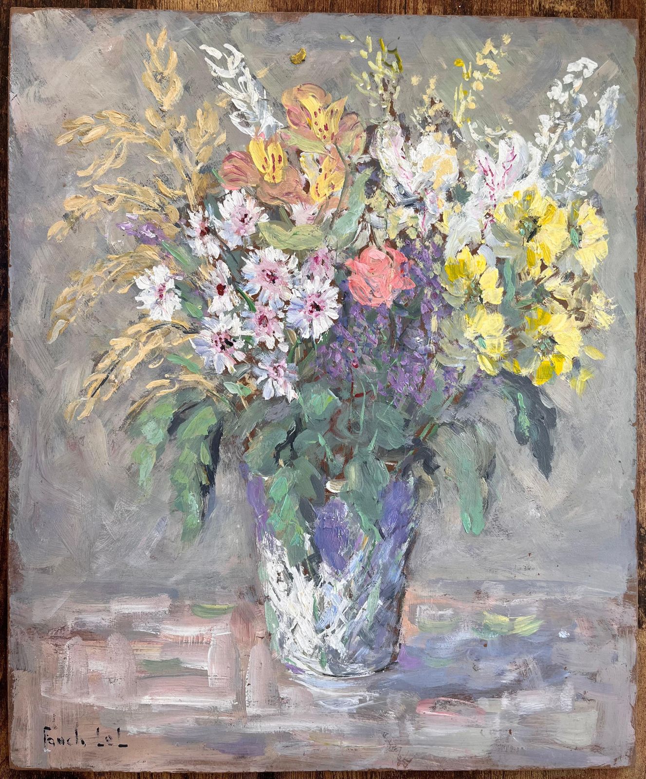 Fanch Lelimpressionist French Floral Still Life Oil Of Le Bouquet Du Cinquantenaire2000 photo furniture