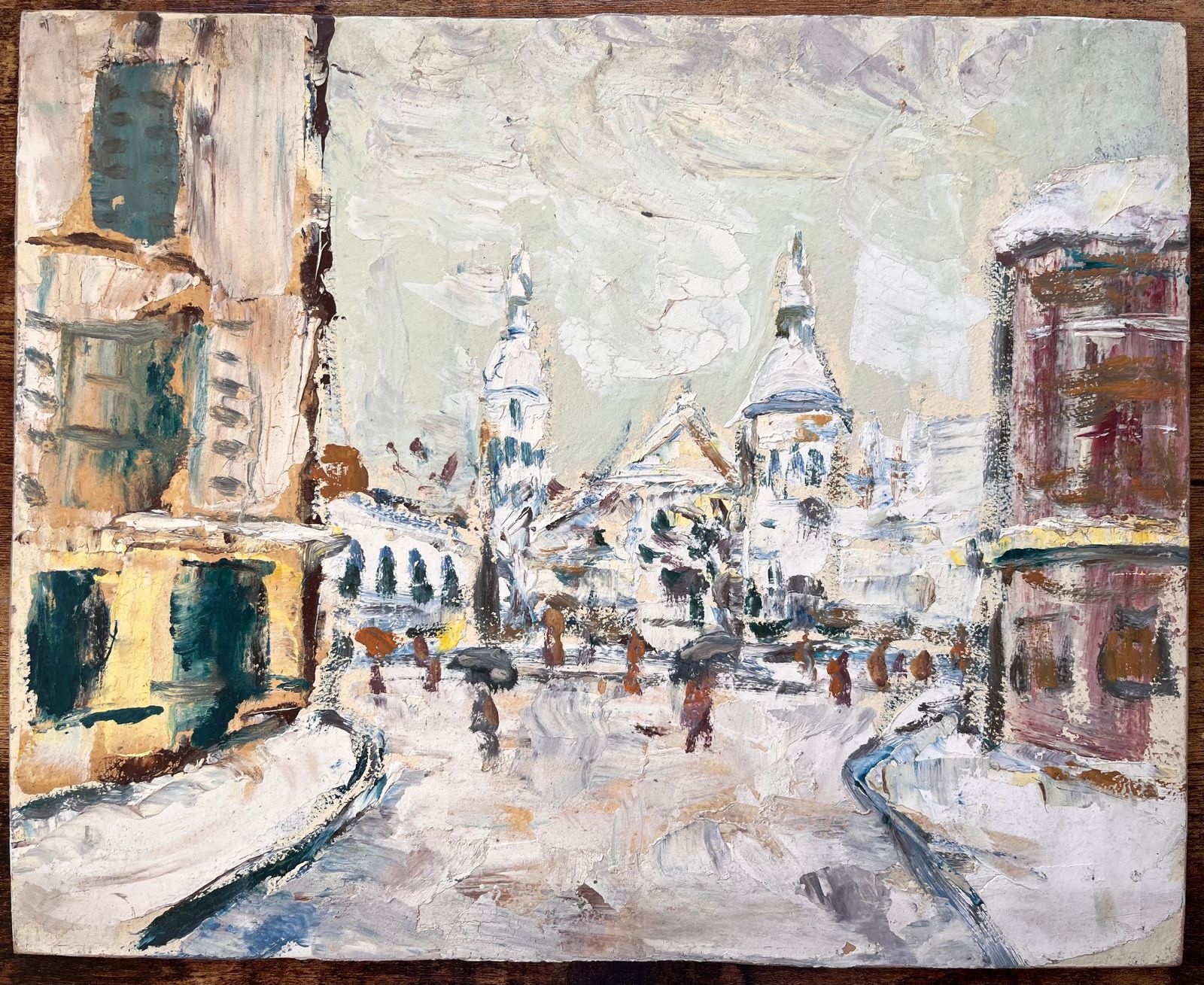 Fanch Lelfrench Impressionist Winter Street Scene With Sacré Cœur In Snow photo furniture