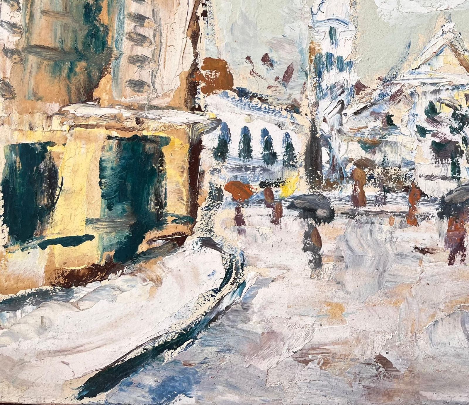 Fanch Lelfrench Impressionist Winter Street Scene With Sacré Cœur In Snow photo vinterior