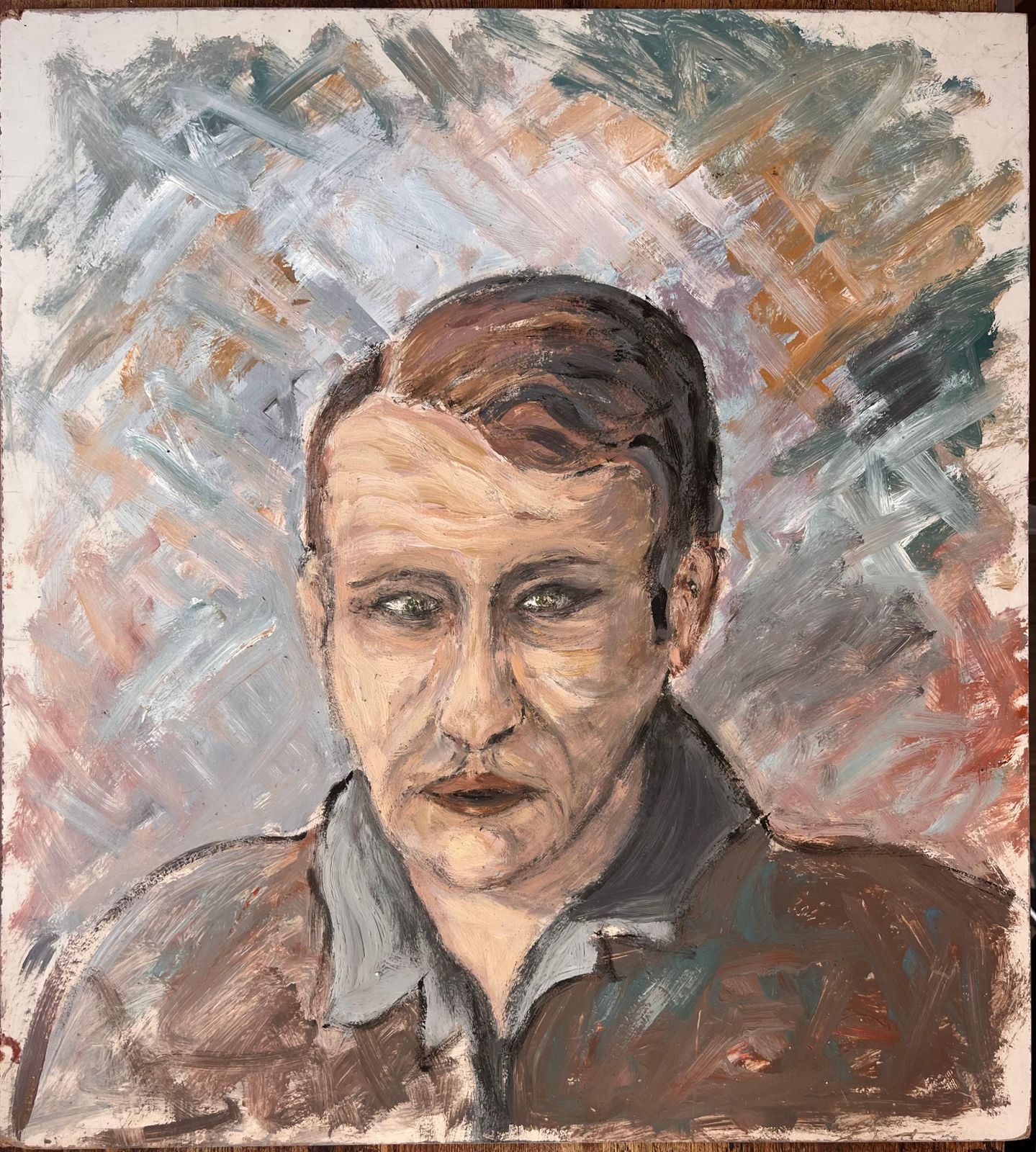 Fanch Lelexpressionist Portrait Of A Man With Piercing Eyes And Bold Brushwork photo furniture