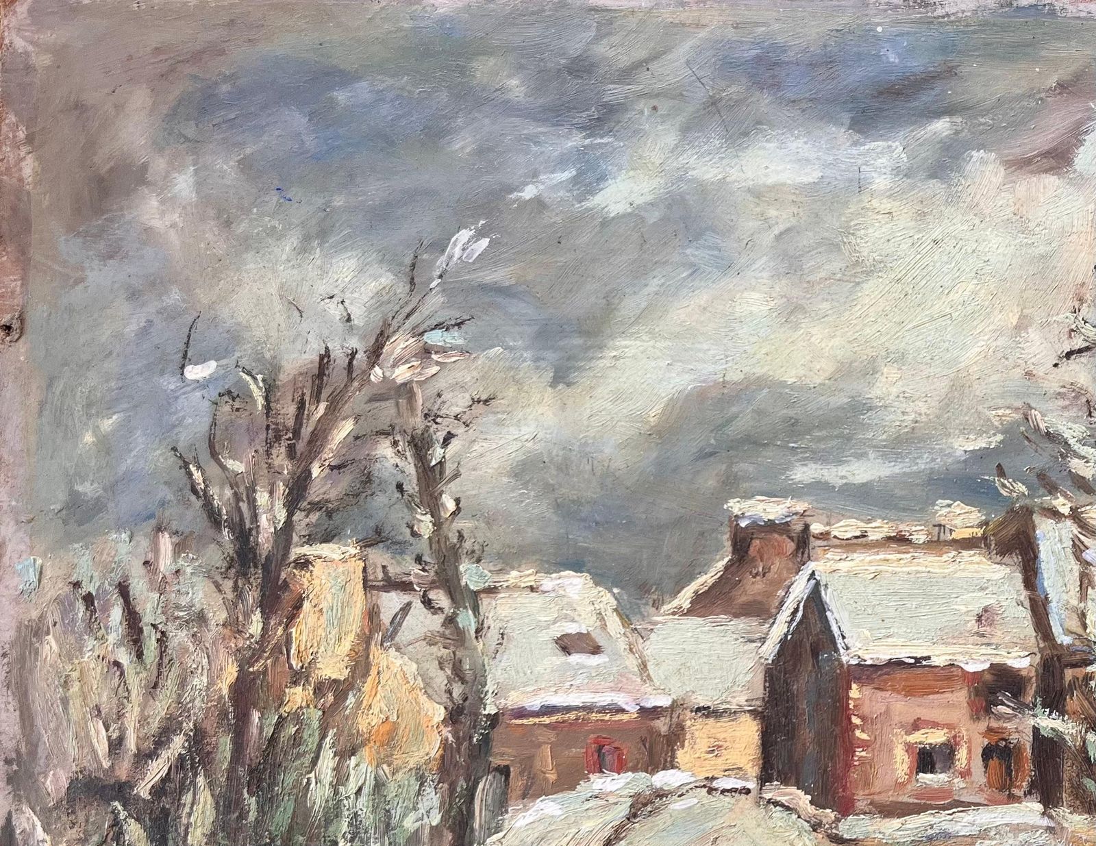 F. Le Layfrench Impressionist Village Snow Scene With Cottages And Trees photo 525.0