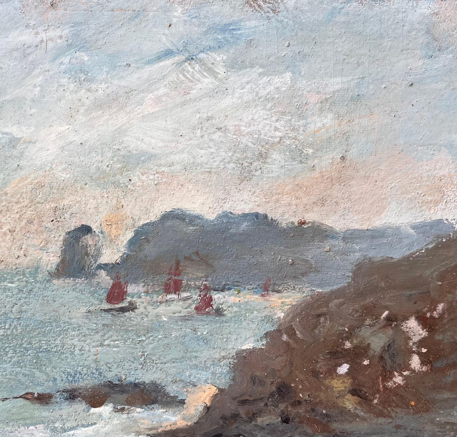 Fanch Lelimpressionist Coastal Seascape With Red Sails On The Côte Bretonne2007 photo Art