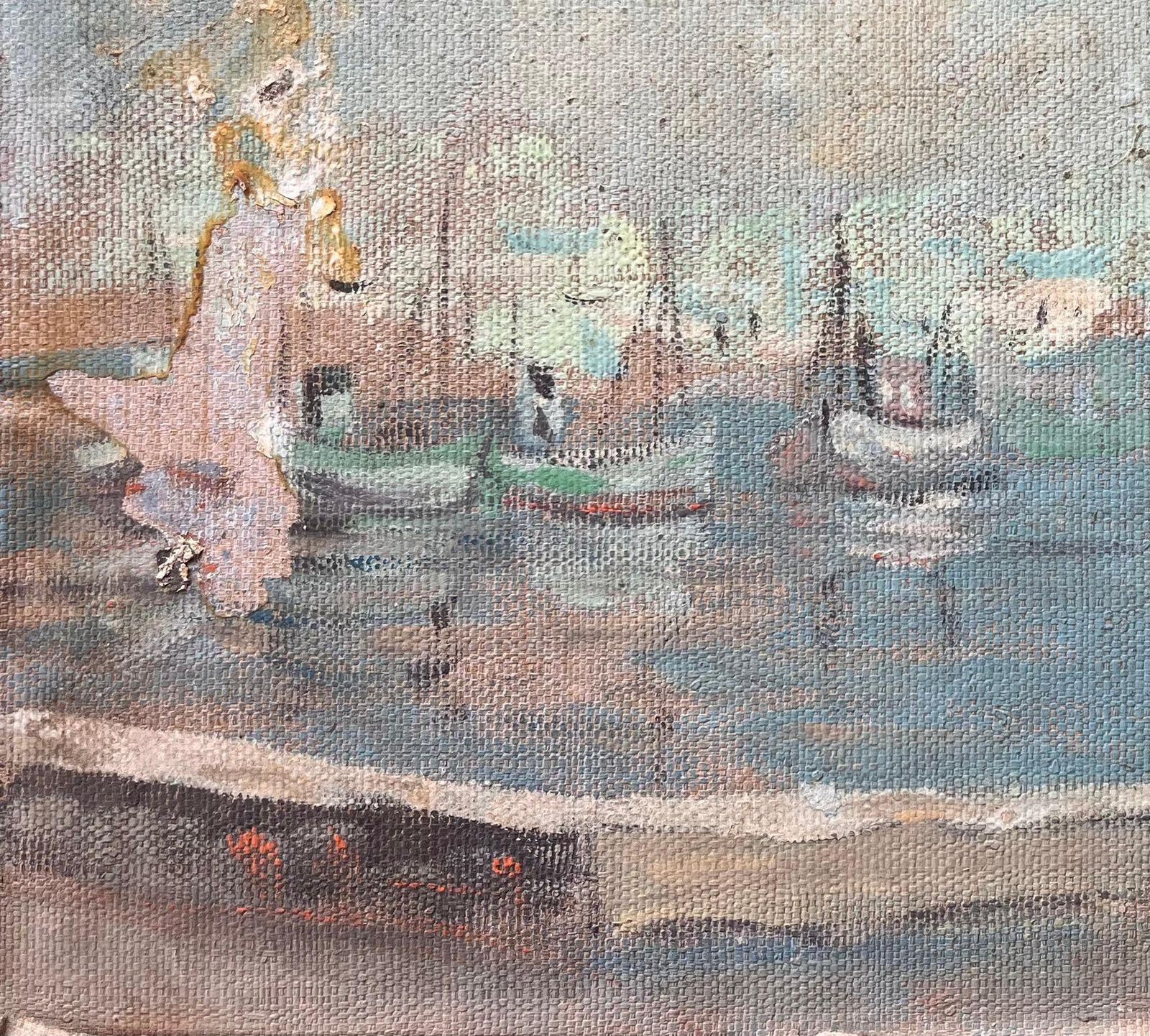 Fanch Lelimpressionist Oil Painting Port Scene With Green Dome And Fishing Boats photo Art