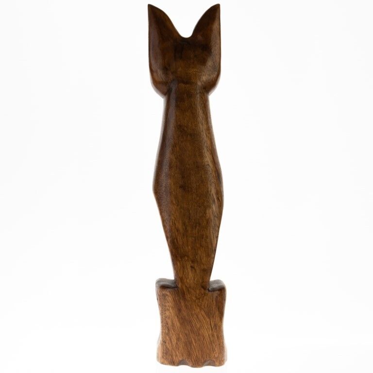 Large Seated Cat Statue Wood Carving Sculpture photo furniture