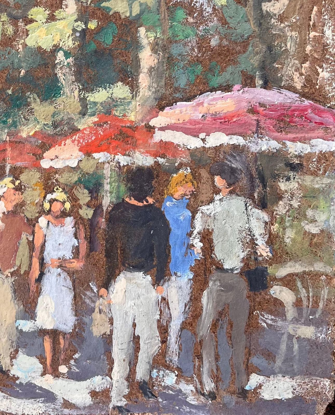 Fanch Lelimpressionist Promenade Scene With Red Parasols In Aix En Provence1992 photo furniture