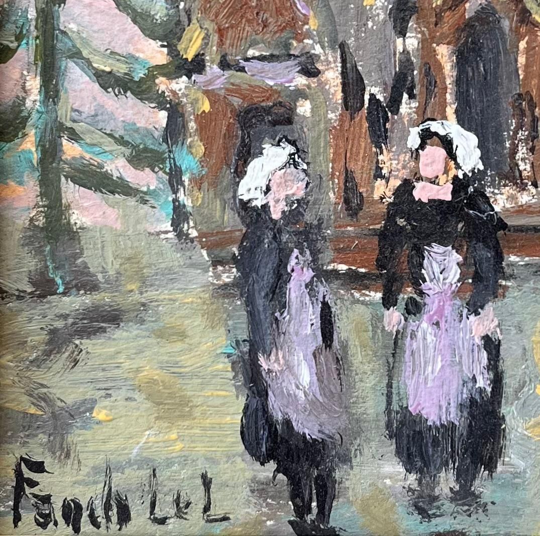 Fanch Lelimpressionist Scene Of Breton Churchgoers Leaving Mass In Traditional Dress2007 photo Art