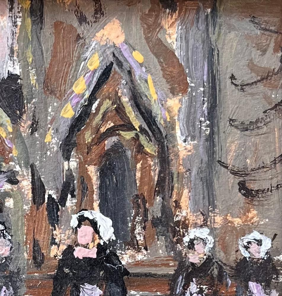 Fanch Lelimpressionist Scene Of Breton Churchgoers Leaving Mass In Traditional Dress2007 photo vinterior