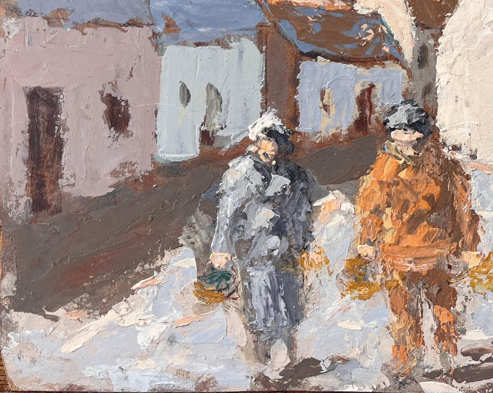Fanch Lelimpressionist French Village Street Scene With Figures And Bell Tower photo for sale