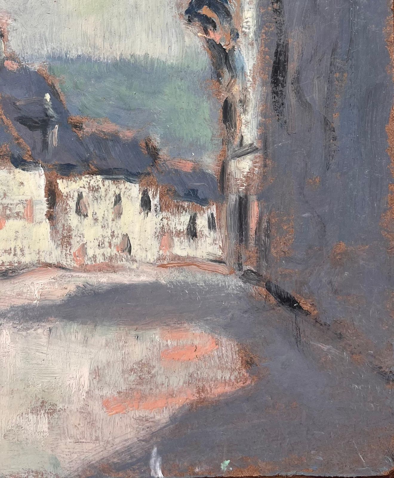 Fanch Lelimpressionist Muted Street Scene With Pale Yellow Stone Houses And Slate Roofs photo Art