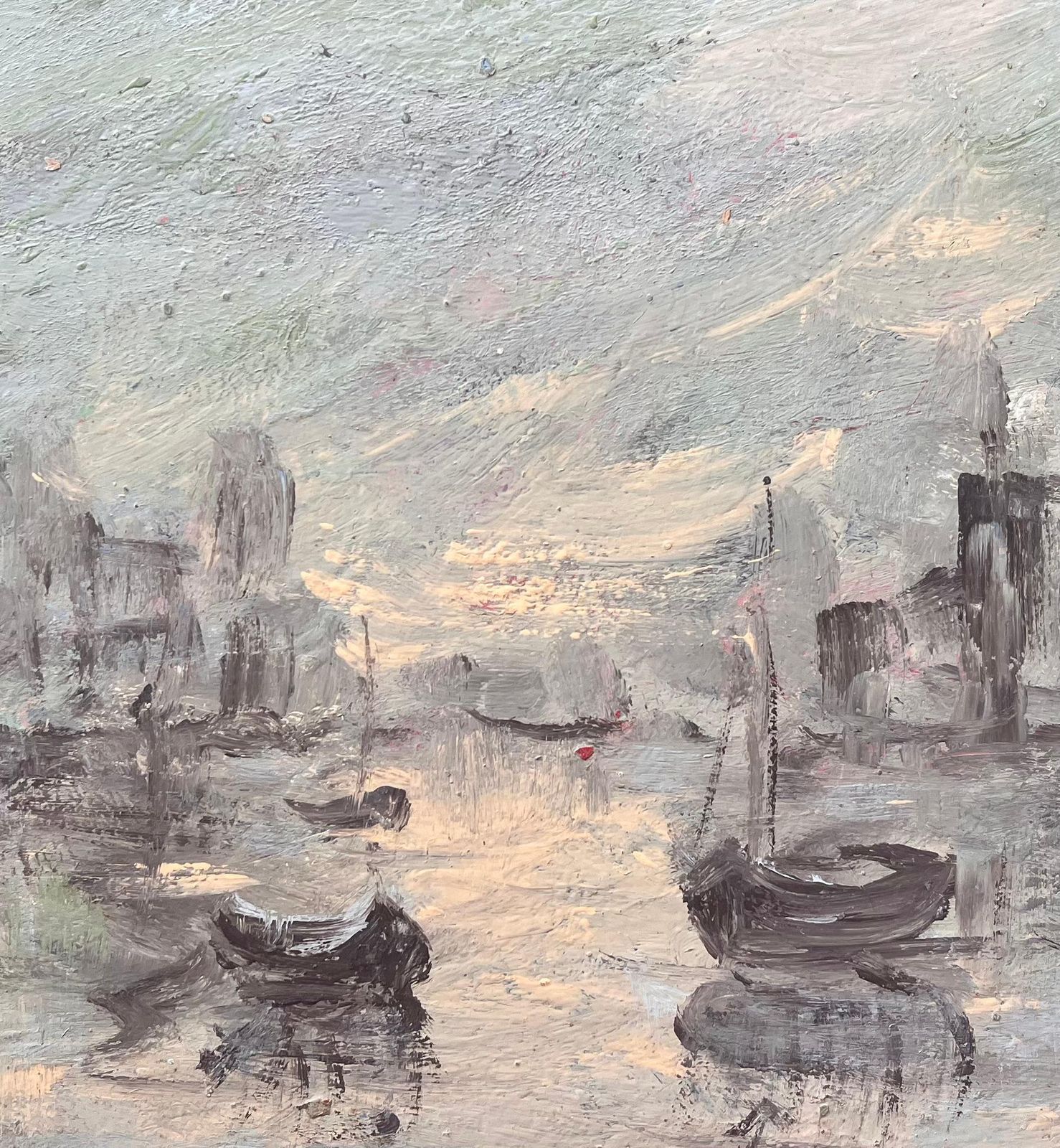 Fanch Lelmoody Monochrome Harbor Scene With Reflections And Fishing Boats photo buy