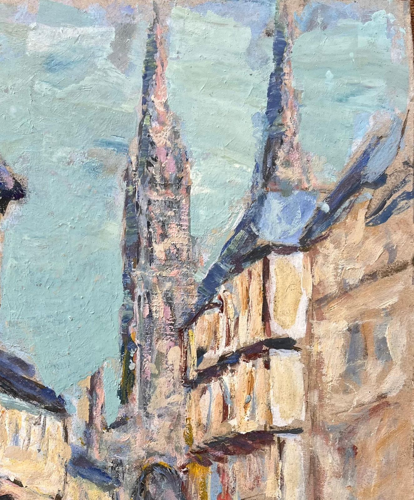 Fanch Lelfrench Impressionist Street Scene With Cathedral And Timbered Houses2003 photo vinterior