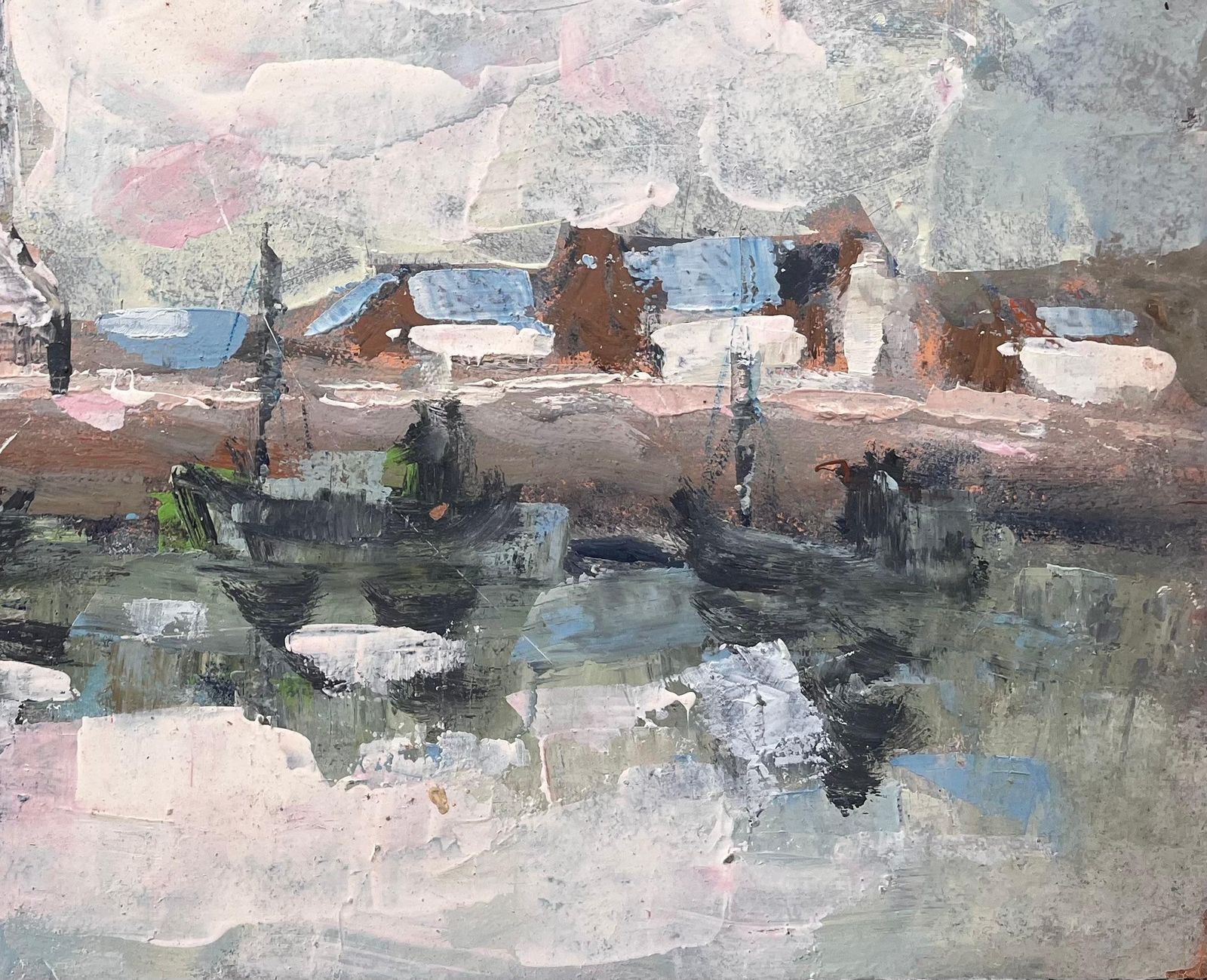 Fanch Lelfrench Impressionist Harbour Scene With Lighthouse Boats And Reflections photo 551.0