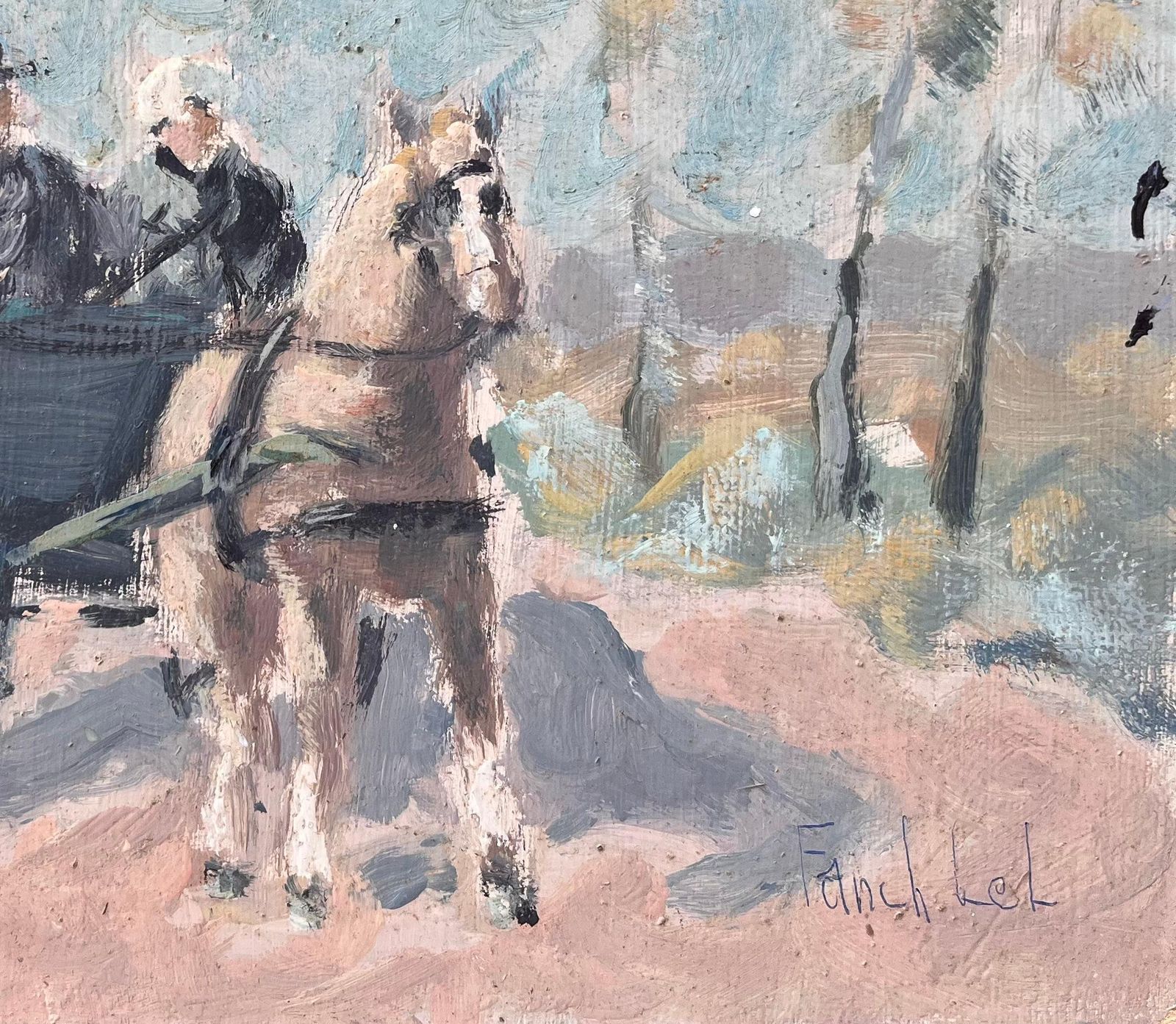 Fanch Lelfrench Impressionist Oil Painting Of Horse And Carriage Ride Through The Country photo 433.0