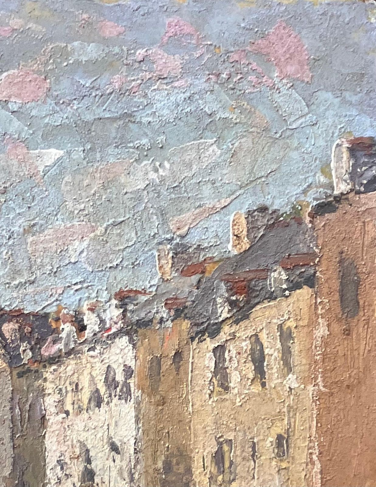 Fanch Leltextured Impressionist Street Scene With Church Spire In Warm Afternoon Light photo vinterior