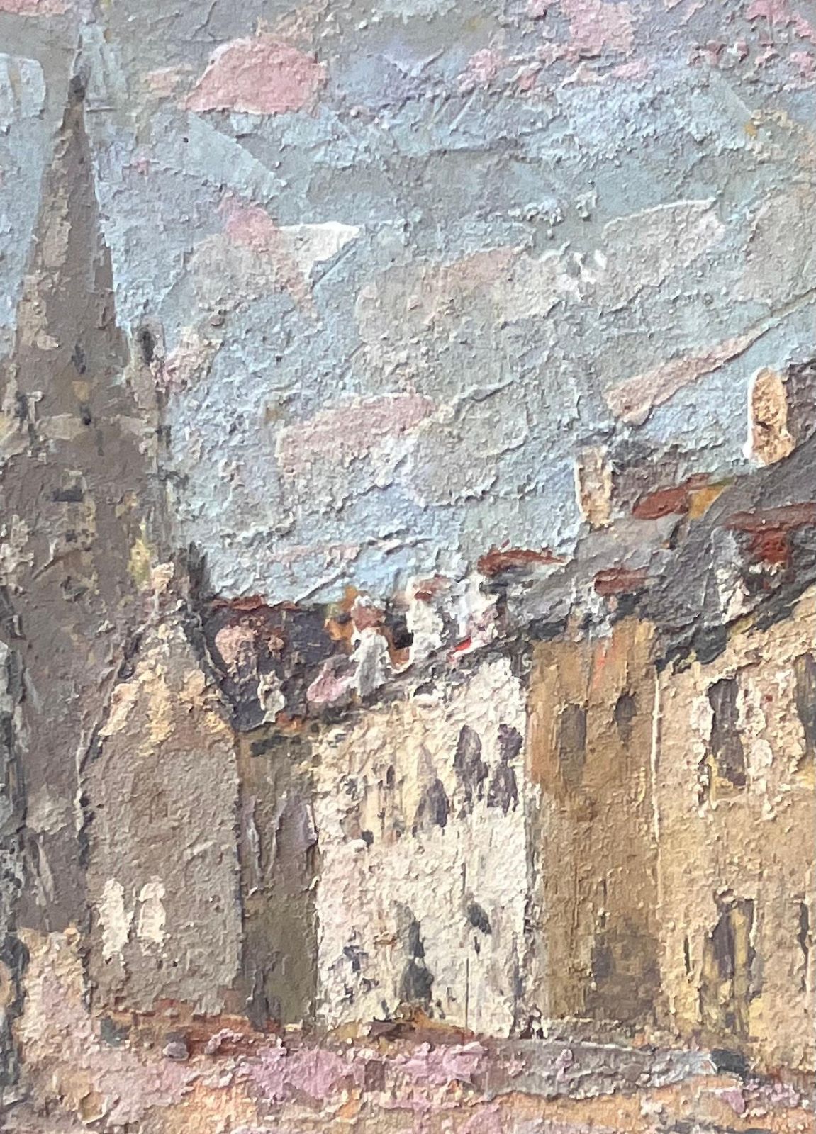 Fanch Leltextured Impressionist Street Scene With Church Spire In Warm Afternoon Light photo buy