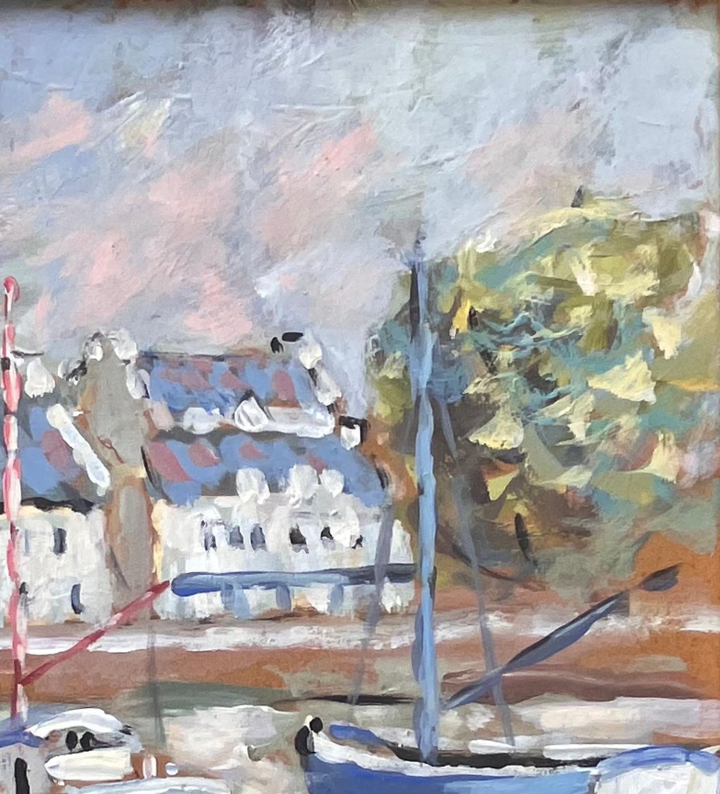 Fanch Lellow Tide Boats And Breton Houses In La Foret Fouesnant Coastal Scene2008 photo vinterior
