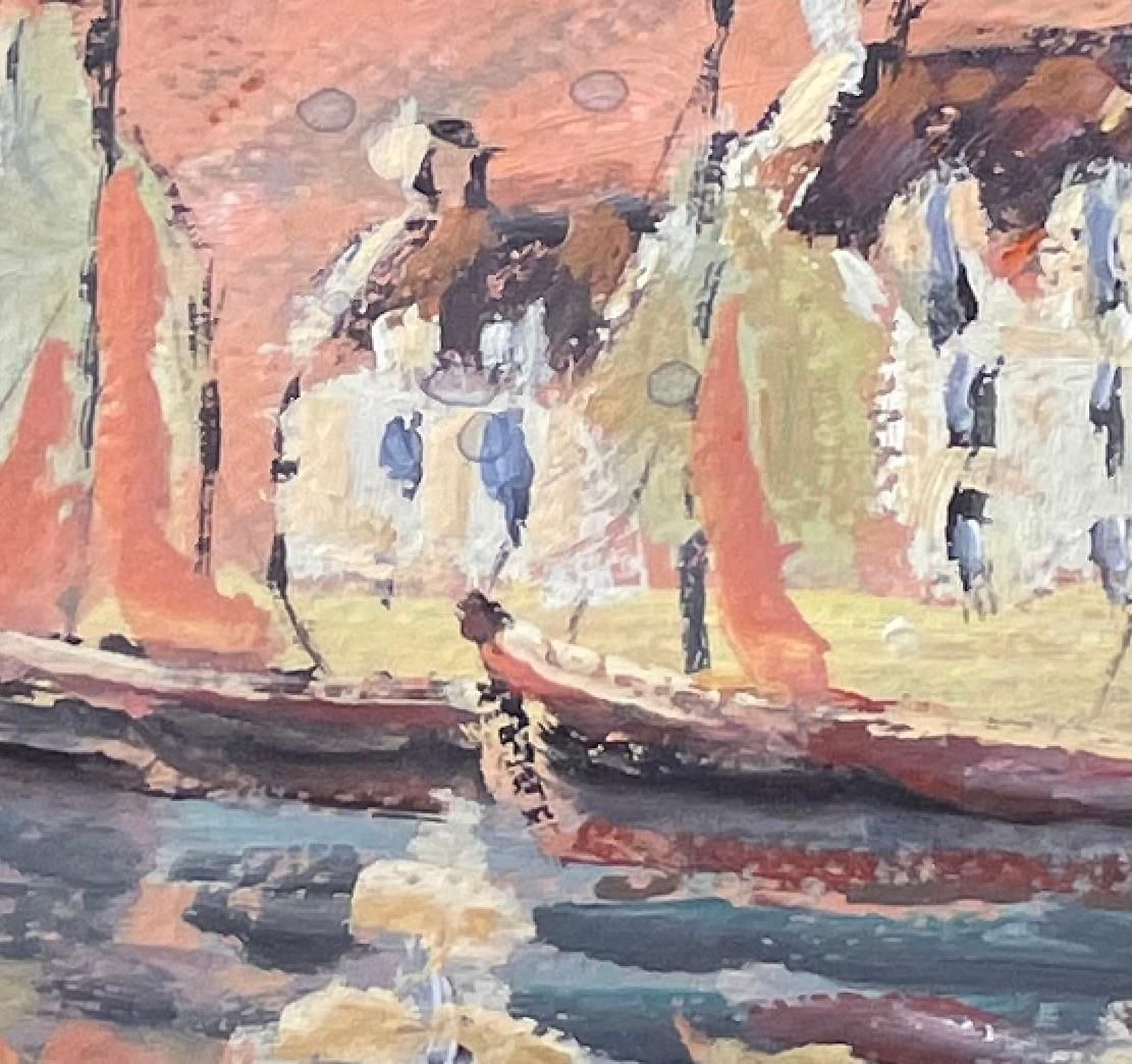 Fanch Lelimpressionist Sunset Harbour Scene With Sailboats And Reflections In France photo buy