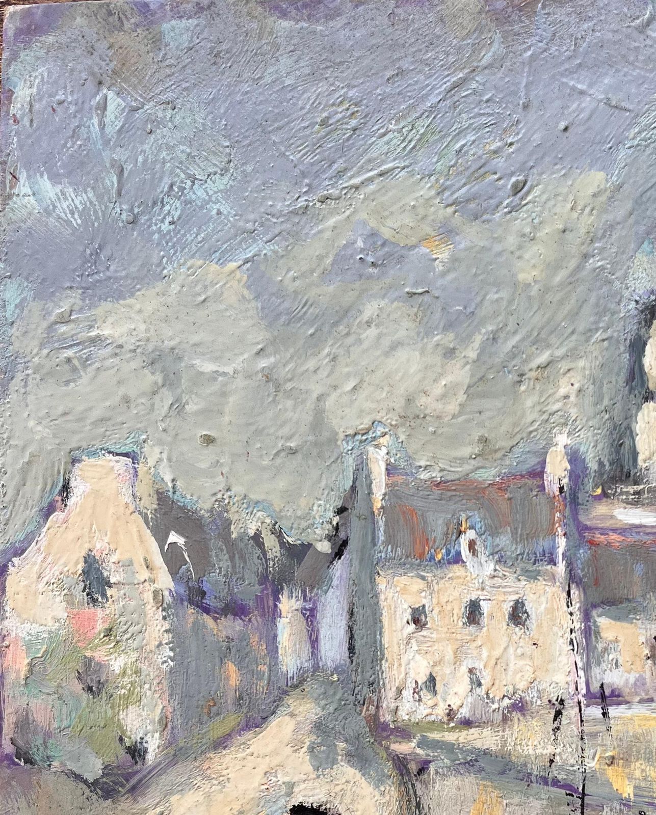 Fanch Lelimpressionist Coastal Town Scene With Church And Fishing Boat In Northern France photo vinterior