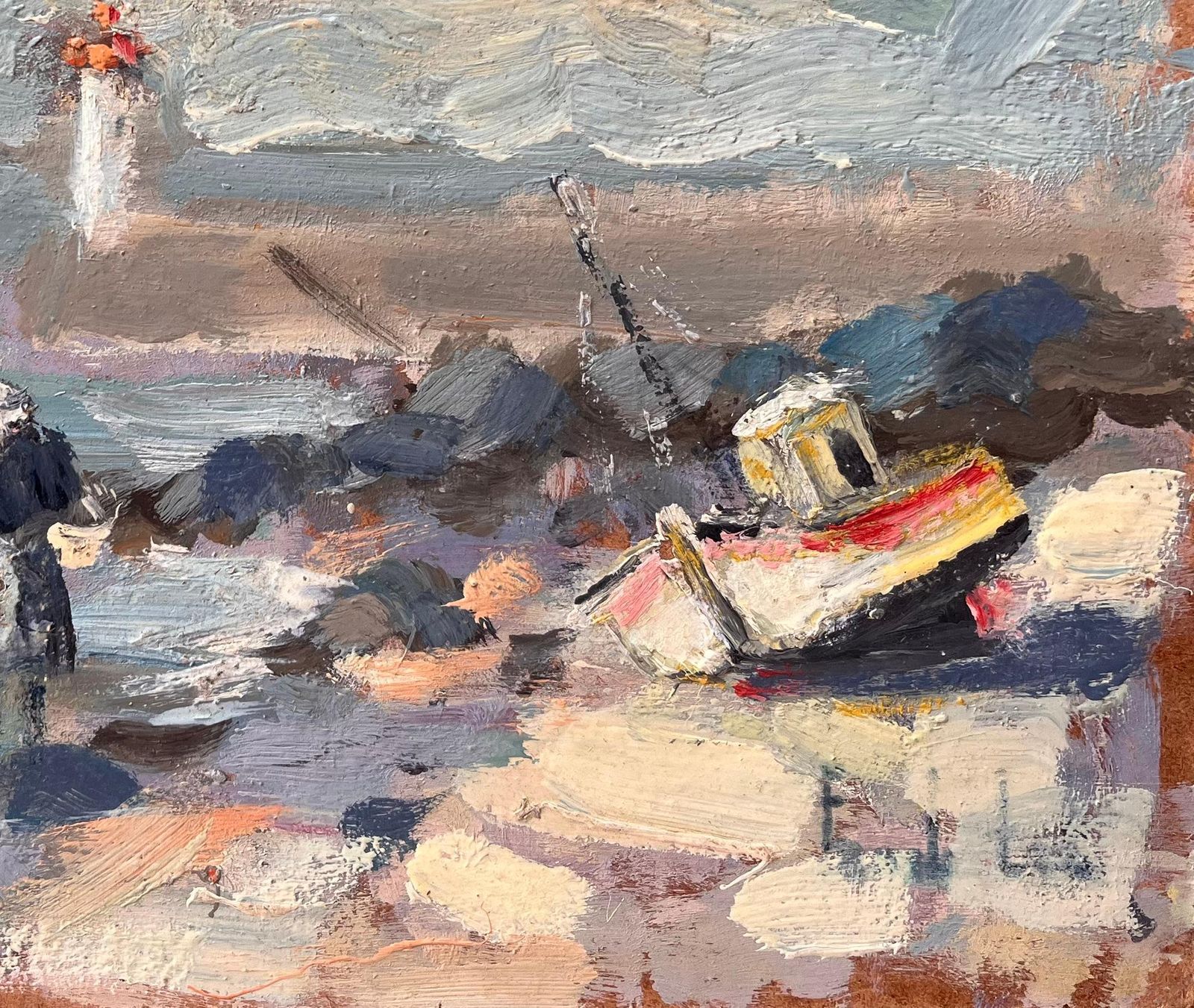 Fanch Lelimpressionist Coastal Fishing Scene With Lighthouse And Beached Boat In Erquy photo Art