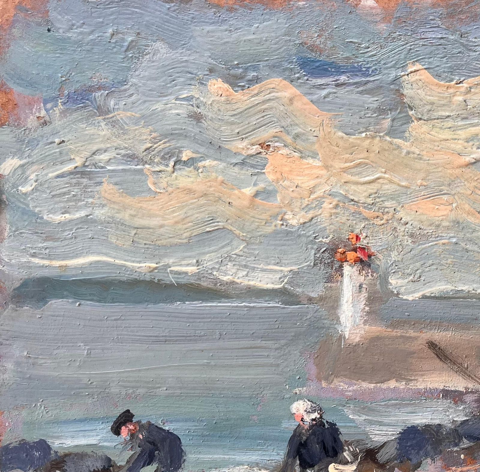 Fanch Lelimpressionist Coastal Fishing Scene With Lighthouse And Beached Boat In Erquy photo 505.0