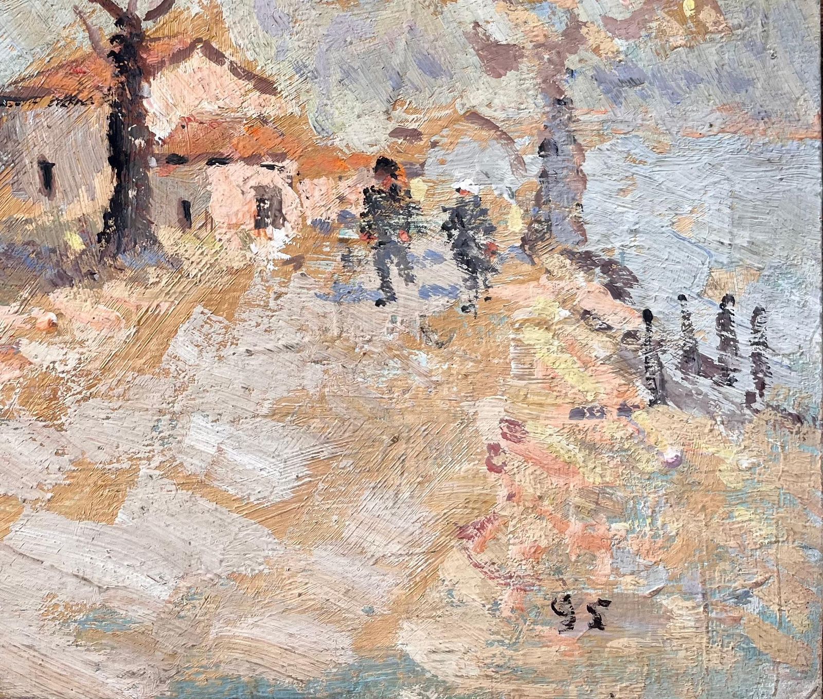 Fanch Lelimpressionist Autumn Landscape With Path Trees And Village Houses In France1995 photo 520.0