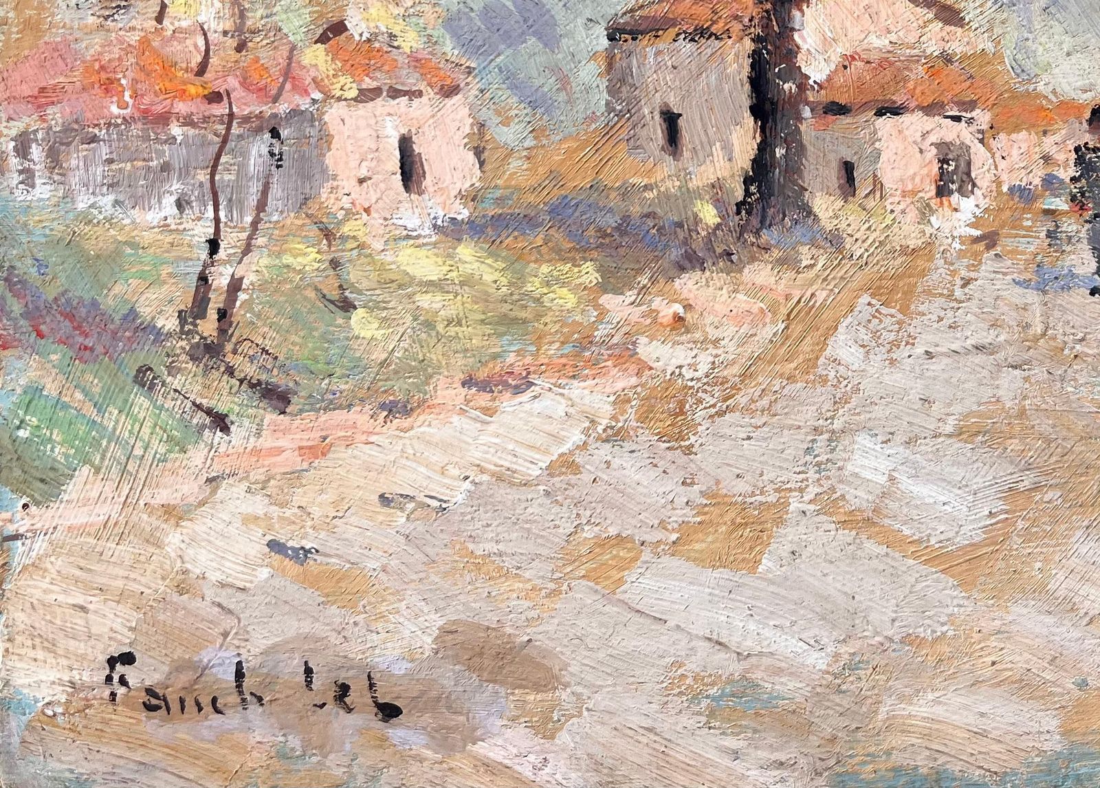 Fanch Lelimpressionist Autumn Landscape With Path Trees And Village Houses In France1995 photo vinterior