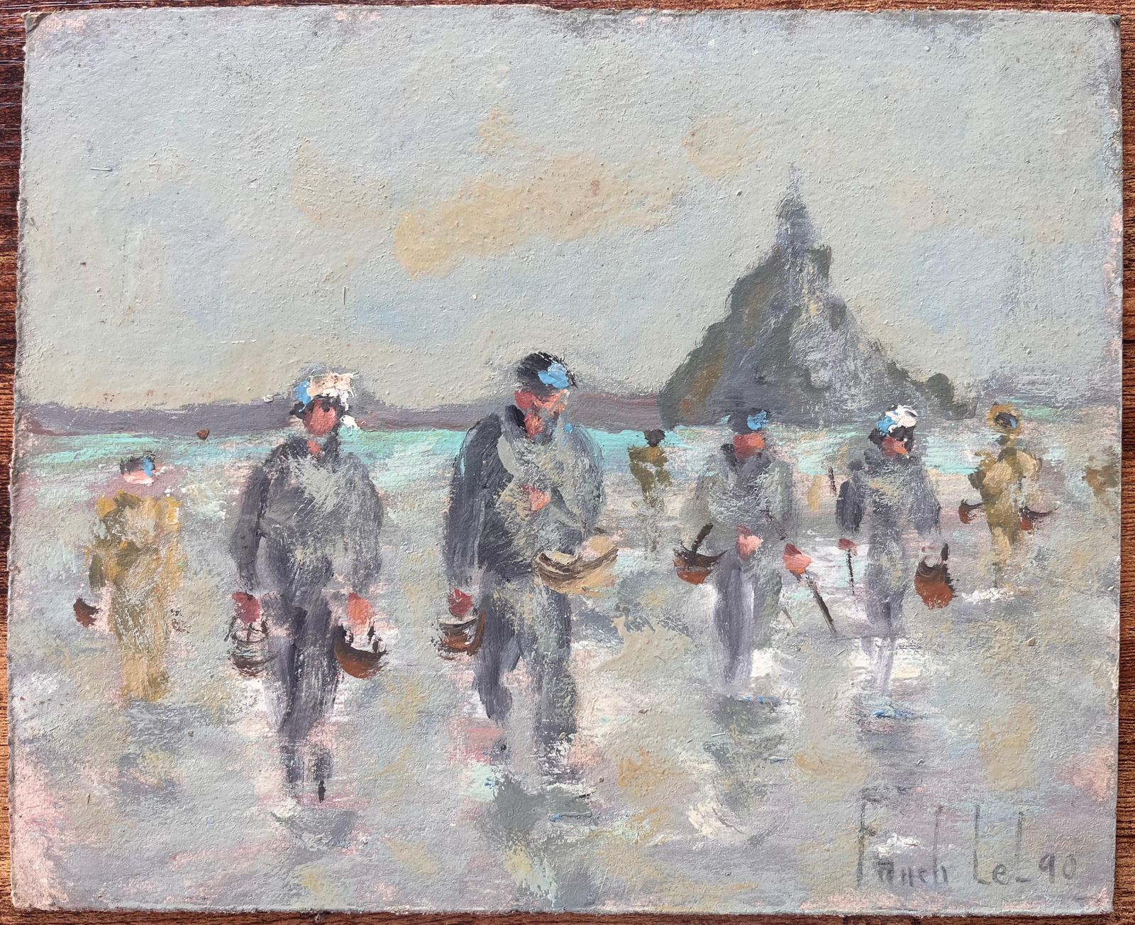 Fanch Lelcoastal Gathering Scene With Figures And Mont Saint Michel In The Distance1990 photo furniture
