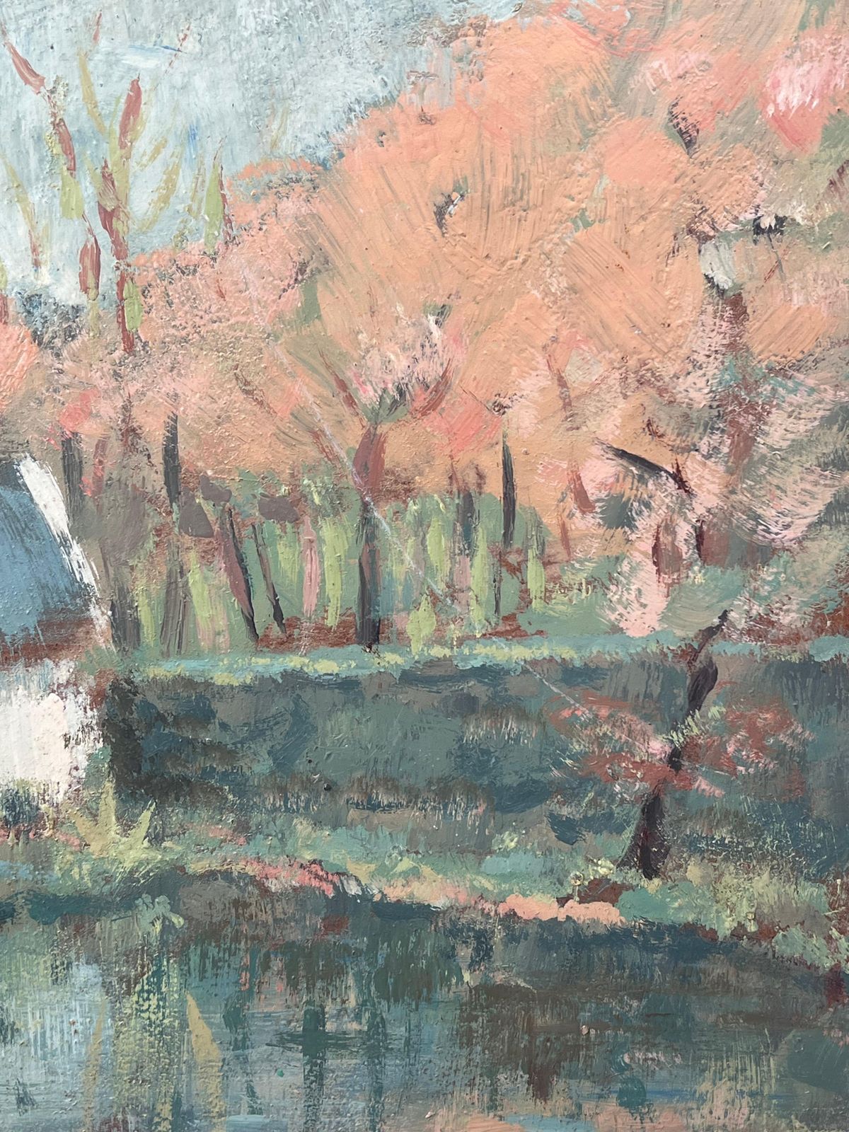 Fanch Lelwhite Cottage Hidden In The Autumnal River Forest French Oil Painting19th Century photo Art