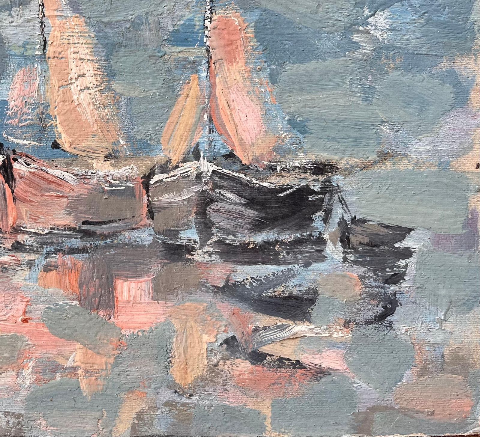 Fanch Lelimpressionist Fleet Of Sailboats With Reflections In A Blue And Pink Palette photo buy